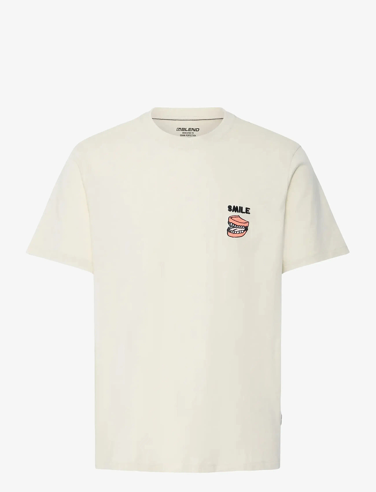 Blend - BHKASH FUNNY EMB S/S TEE - short-sleeved t-shirts - oyster gray - 1