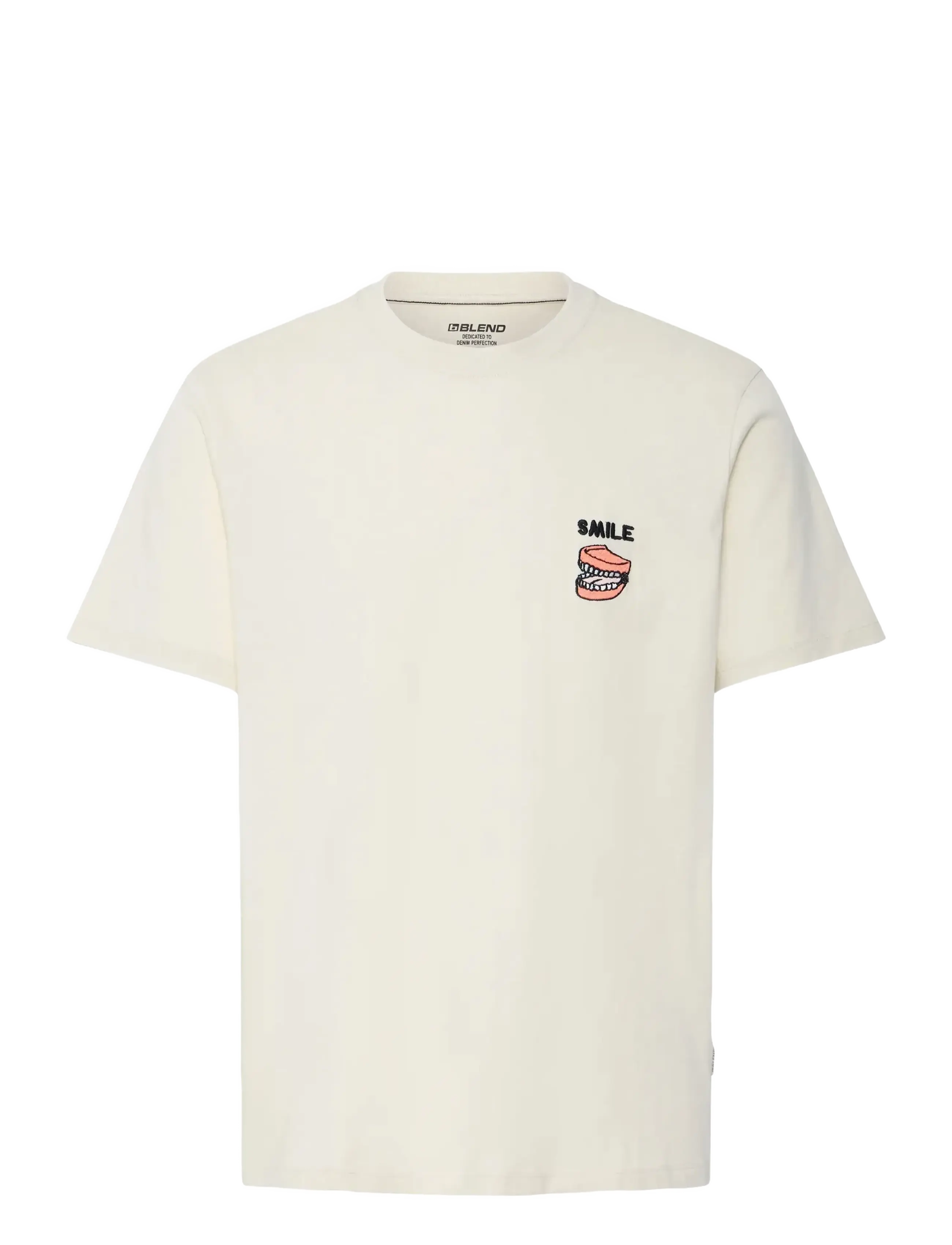 Blend BHKASH FUNNY EMB S/S TEE - T-särgid - OYSTER GRAY / cream