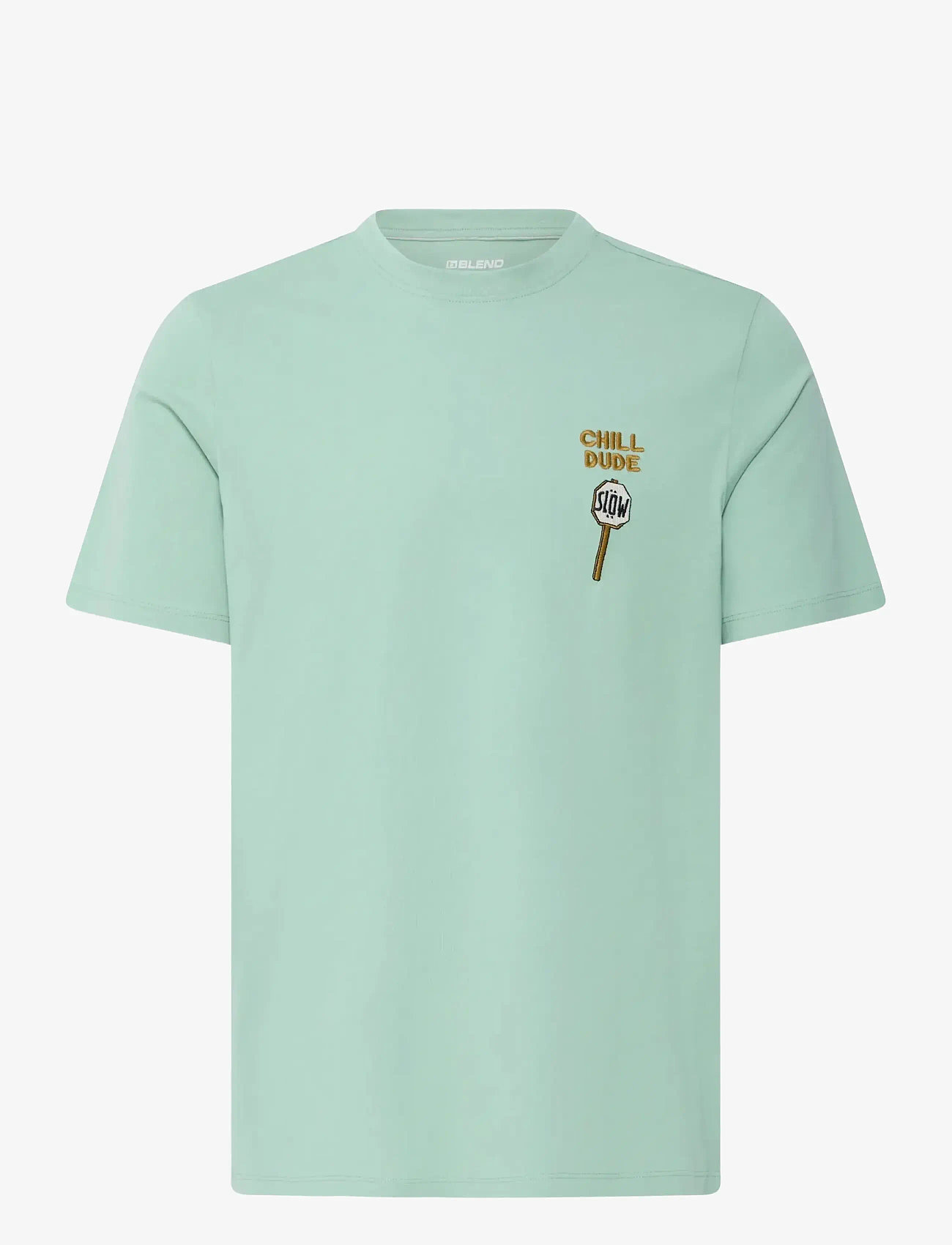 Blend - BHKAMERON FUNNY EMB S/S TEE - kortärmade t-shirts - granite green - 1