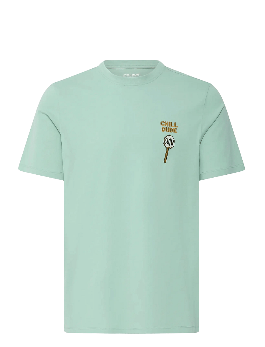 Blend - BHKAMERON FUNNY EMB S/S TEE - kortærmede t-shirts - granite green - 1