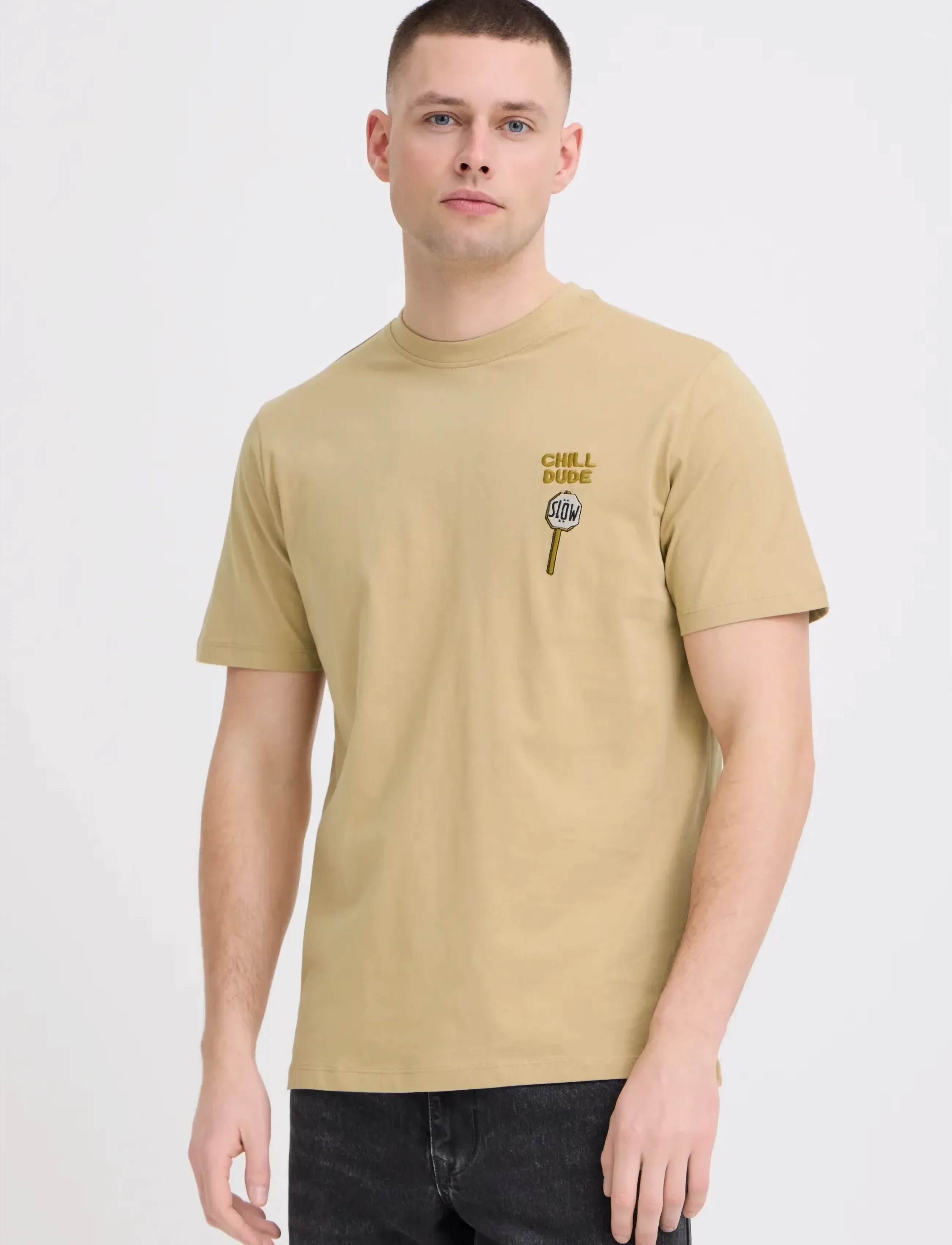 Blend - BHKAMERON FUNNY EMB S/S TEE - kurzärmelig - starfish - 5