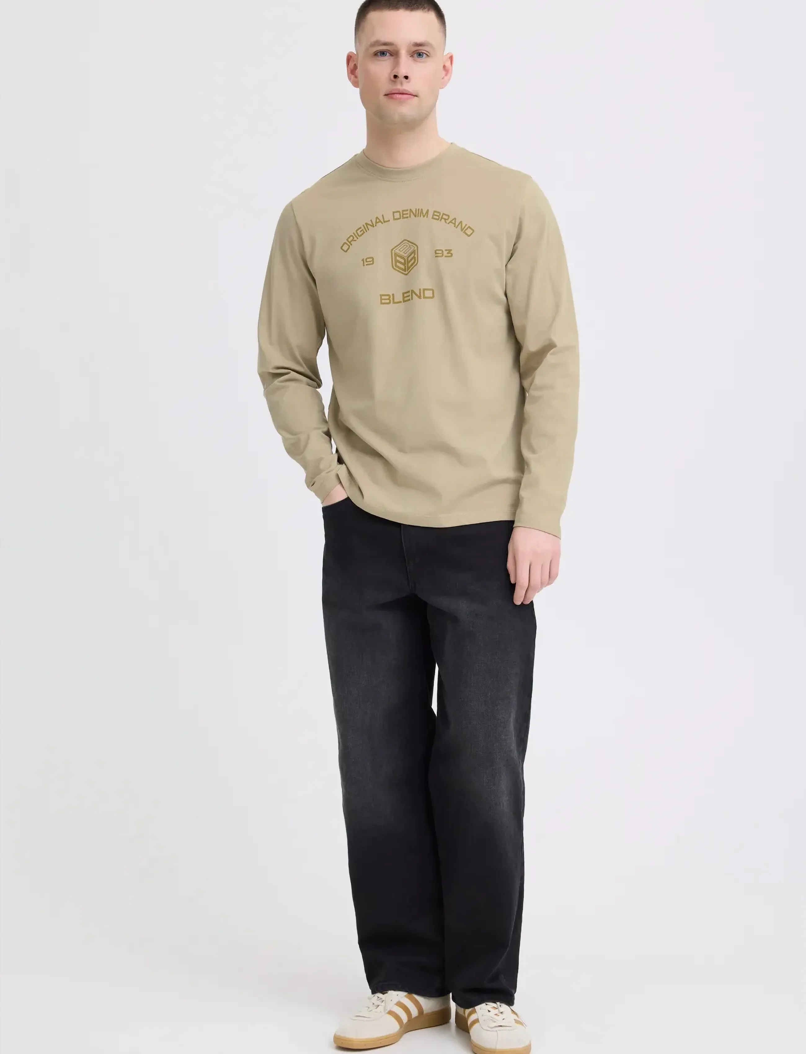 Blend BHKARSON LOGO L/S TEE - T-shirts - WINTER TWIG / beige