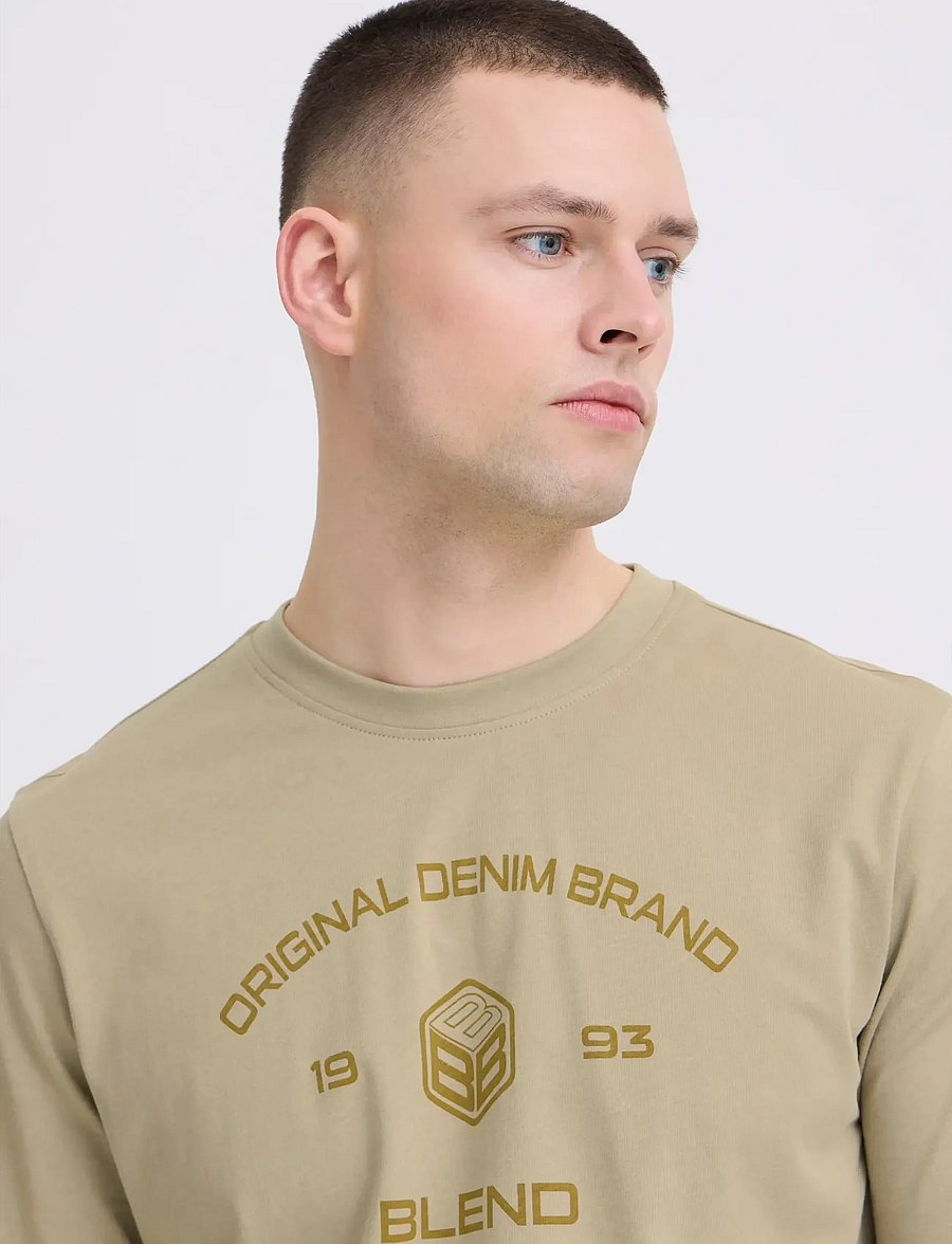 Blend - BHKARSON LOGO L/S TEE - langærmede t-shirts - winter twig - 4