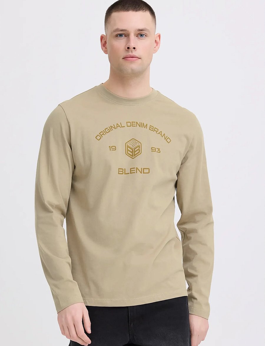 Blend - BHKARSON LOGO L/S TEE - langærmede t-shirts - winter twig - 5