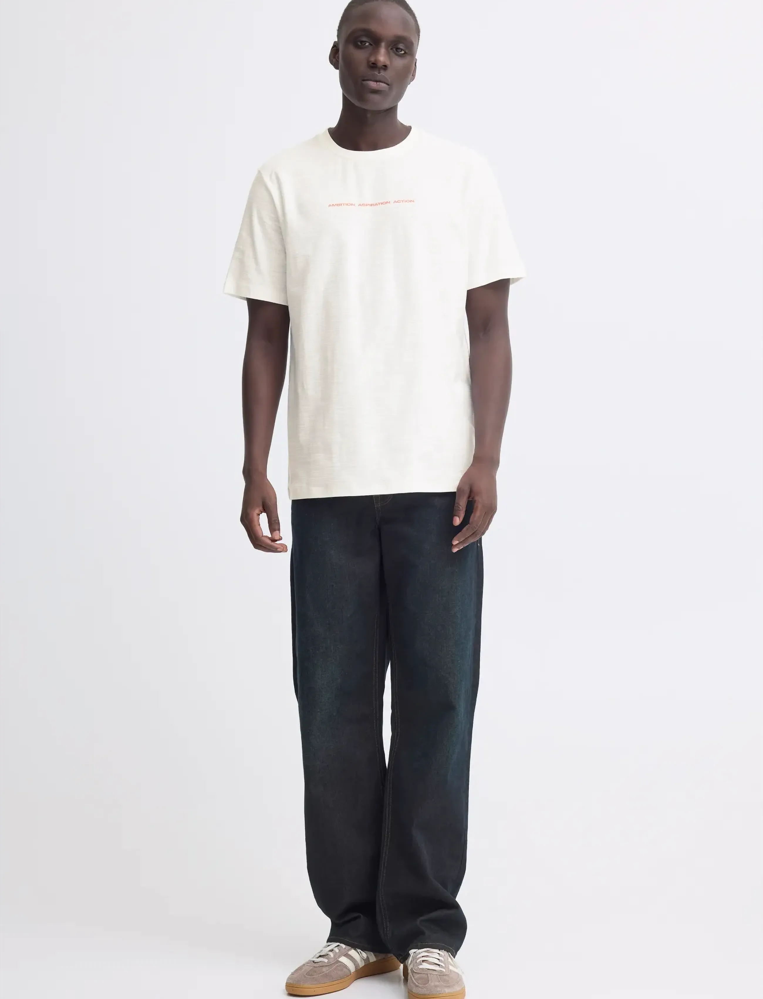 Blend BHKORBIN SLUB S/S TEE - Kortärmade t-shirts - SNOW WHITE / cream