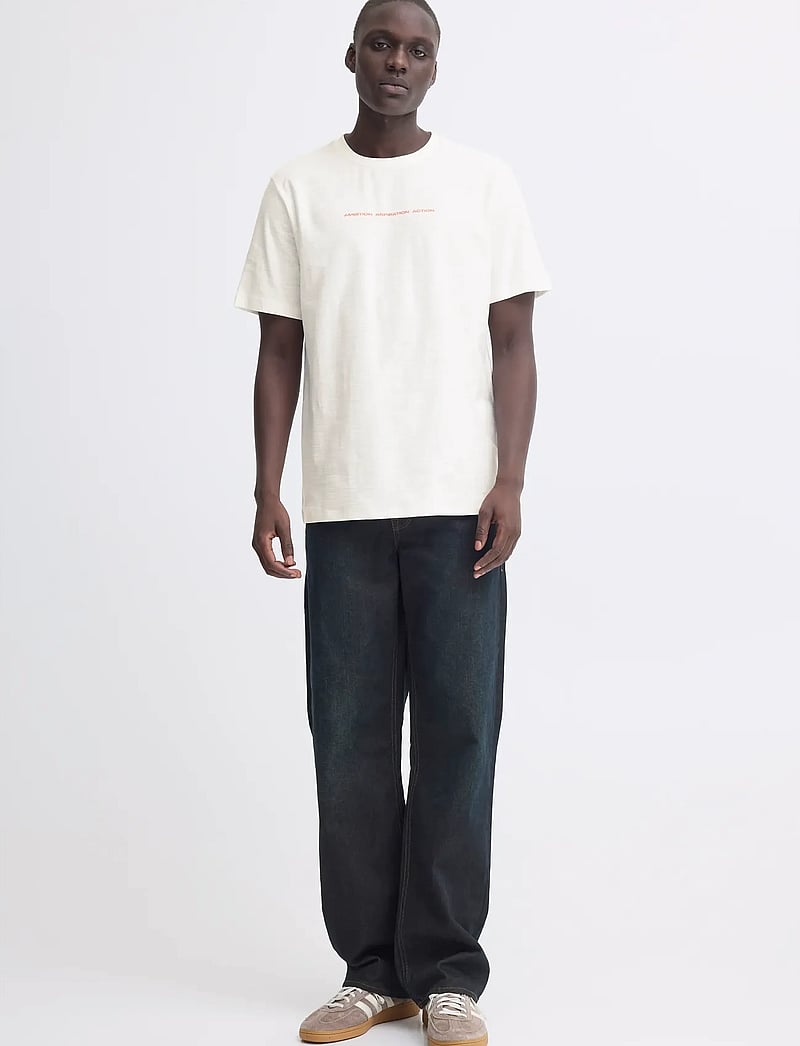 Blend - BHKORBIN SLUB S/S TEE - kortärmade t-shirts - snow white - 0