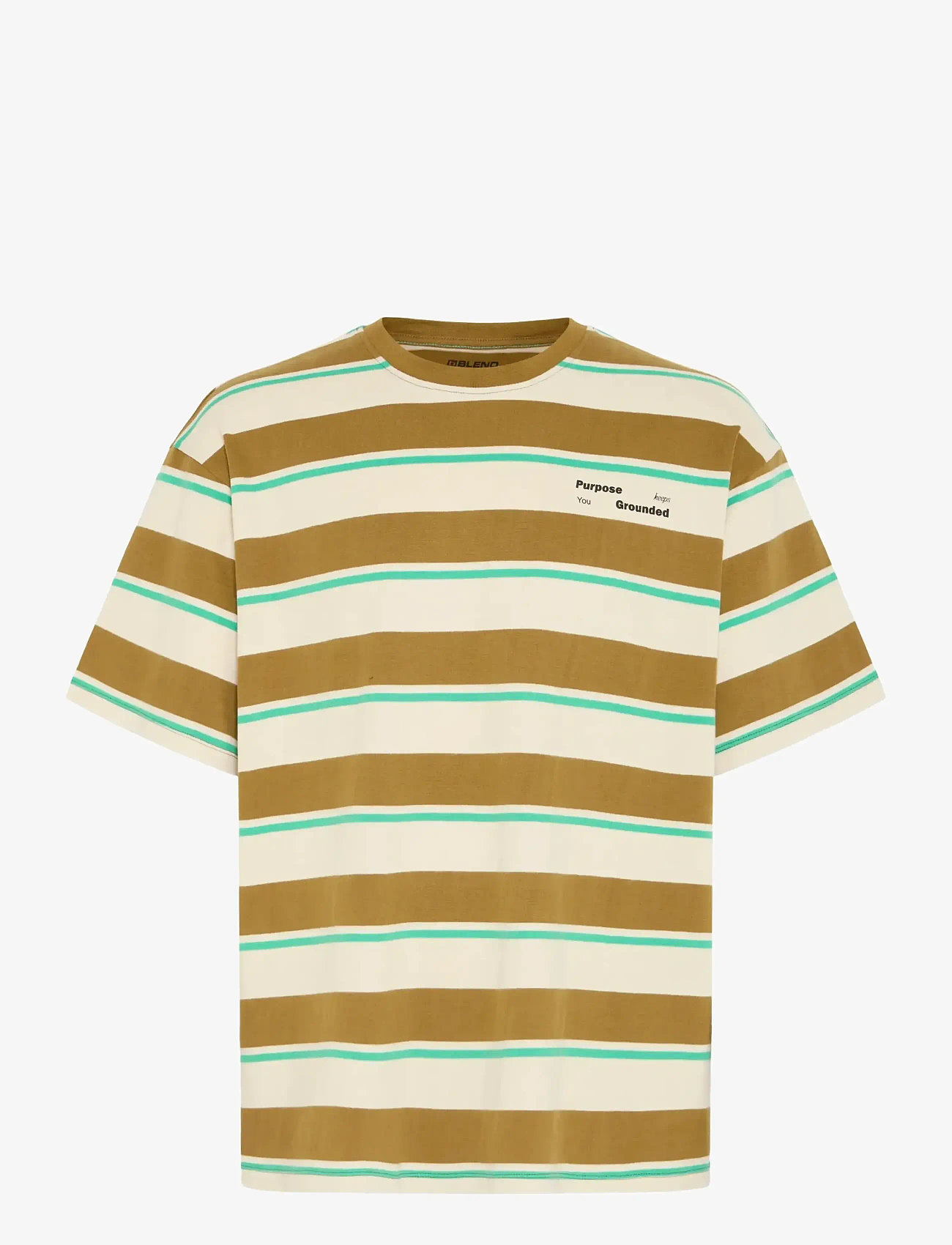 Blend - BHKYRAN STRIPE S/S TEE - kortärmade t-shirts - oyster gray - 1