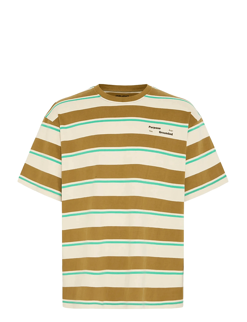 Blend - BHKYRAN STRIPE S/S TEE - kortärmade t-shirts - oyster gray - 1