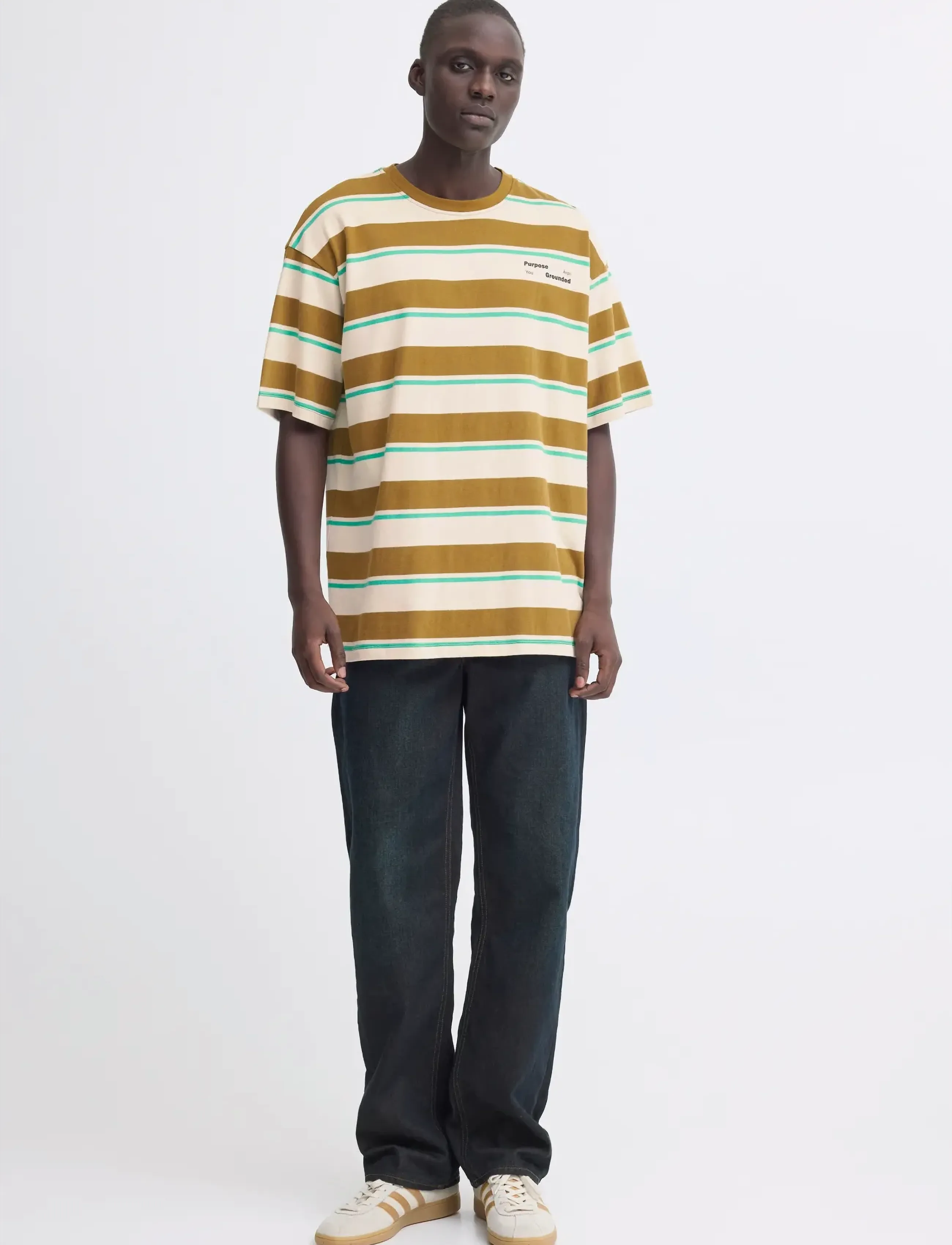 Blend BHKYRAN STRIPE S/S TEE - Tøj - OYSTER GRAY / multi