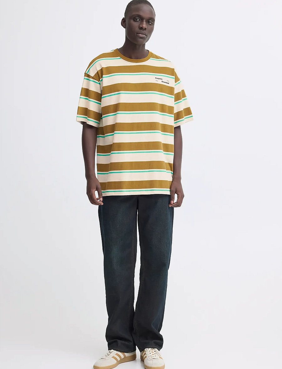 Blend - BHKYRAN STRIPE S/S TEE - lühikeste varrukatega t-särgid - oyster gray - 0