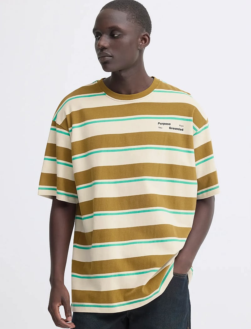 Blend - BHKYRAN STRIPE S/S TEE - kortärmade t-shirts - oyster gray - 5