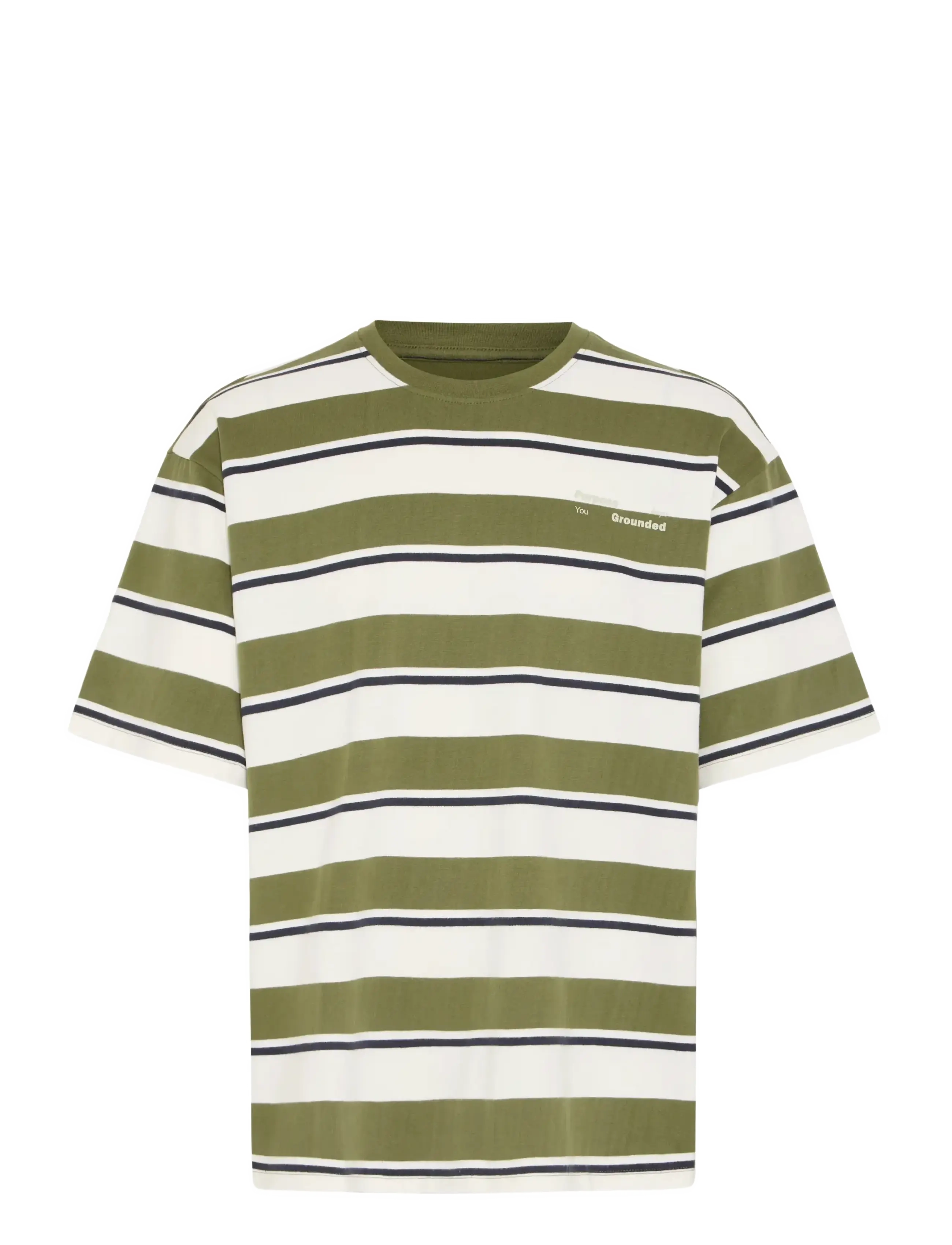 Blend BHKYRAN STRIPE S/S TEE - T-shirts - SNOW WHITE / khaki/green