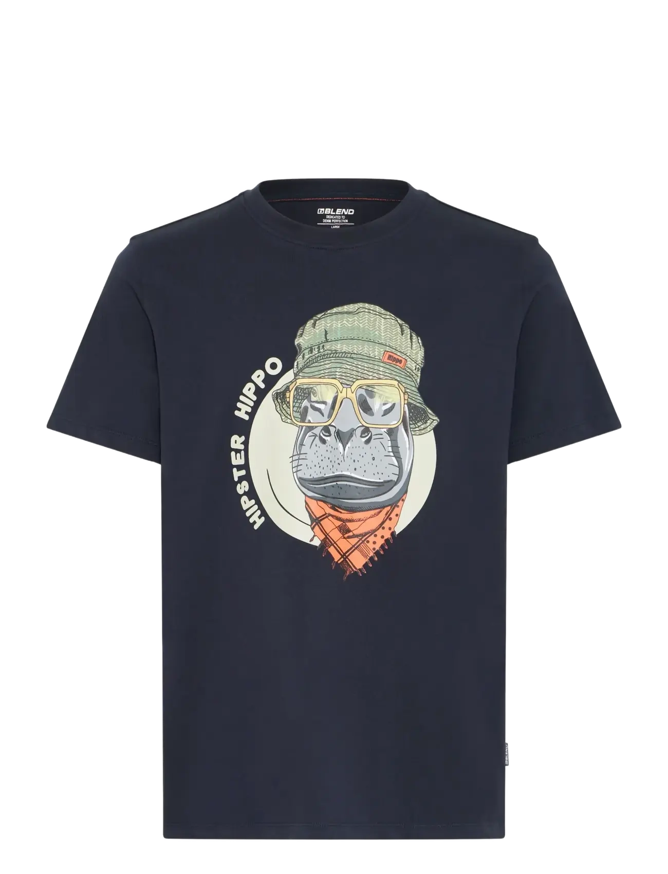 Blend BHKURT FUNNY GRAPHIC S/S TEE - T-shirts - SALUTE HIPPO / navy