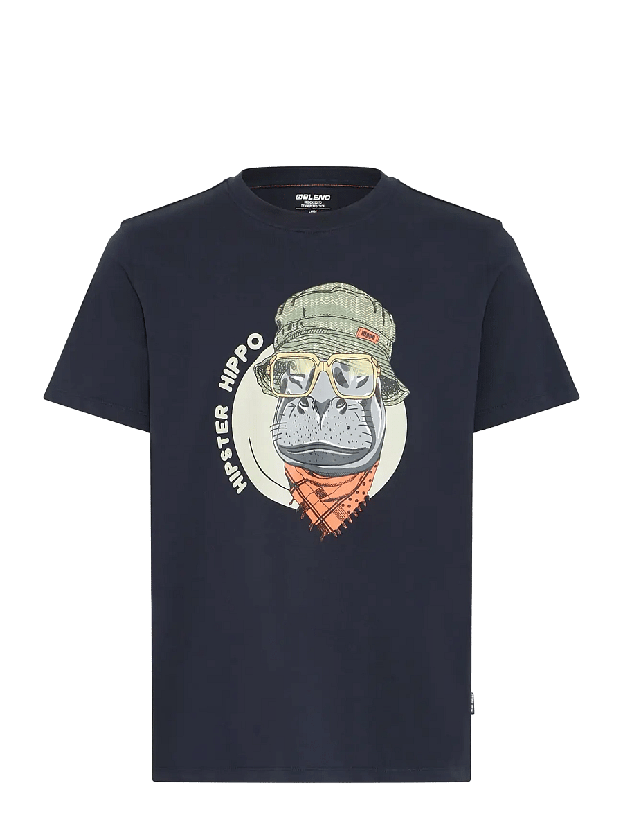 Blend - BHKURT FUNNY GRAPHIC S/S TEE - t-shirts à manches courtes - salute hippo - 1