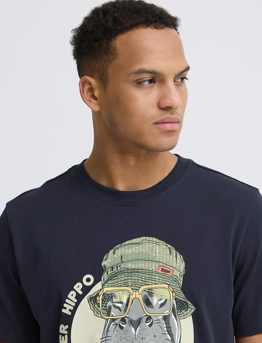 Blend - BHKURT FUNNY GRAPHIC S/S TEE - t-shirts à manches courtes - salute hippo - 4