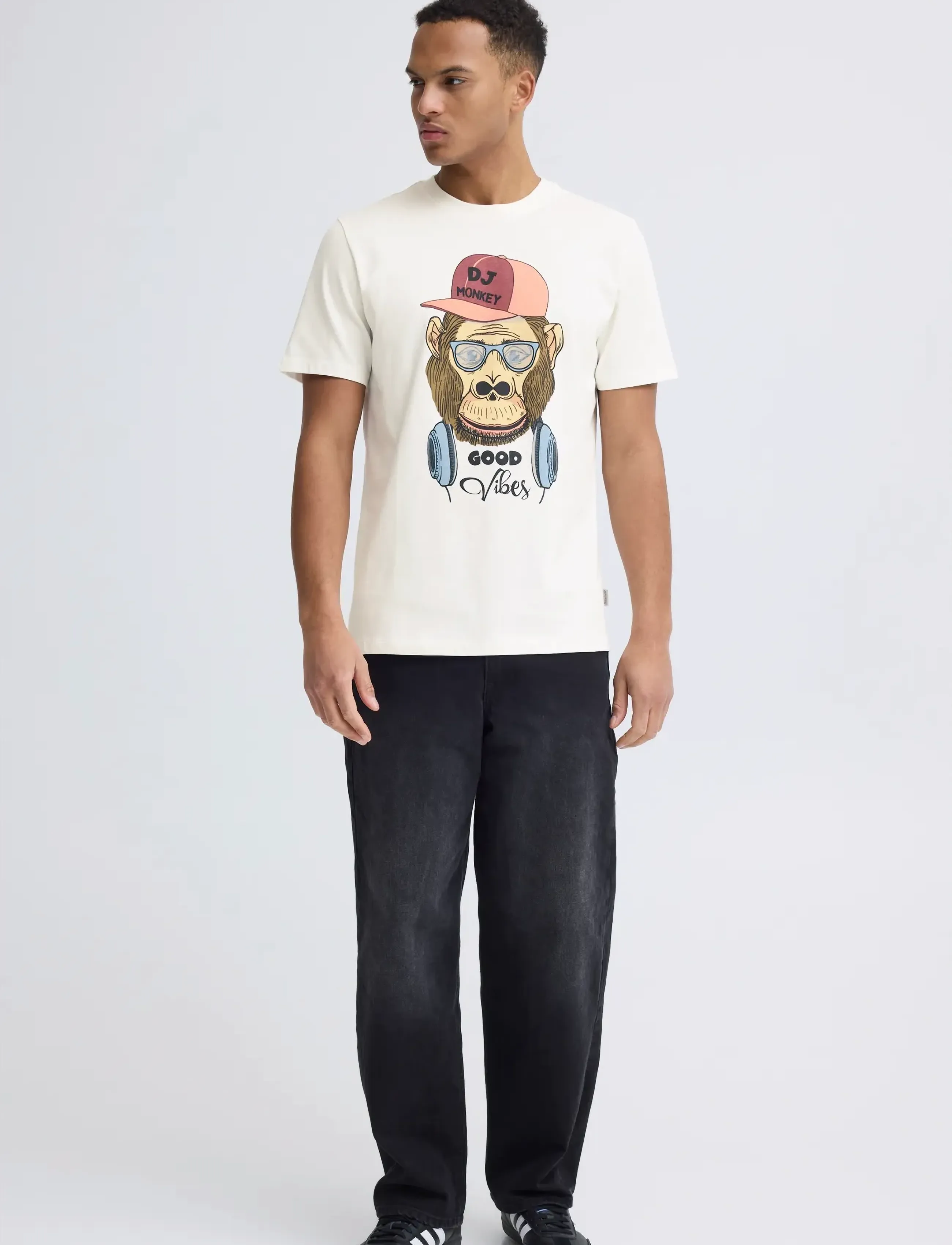 Blend BHKURT FUNNY GRAPHIC S/S TEE - Kortärmade t-shirts - WHITE MONKEY / white