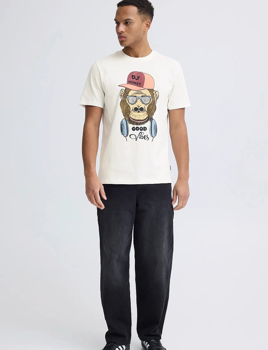Blend - BHKURT FUNNY GRAPHIC S/S TEE - kurzärmelige t-shirts - white monkey - 0