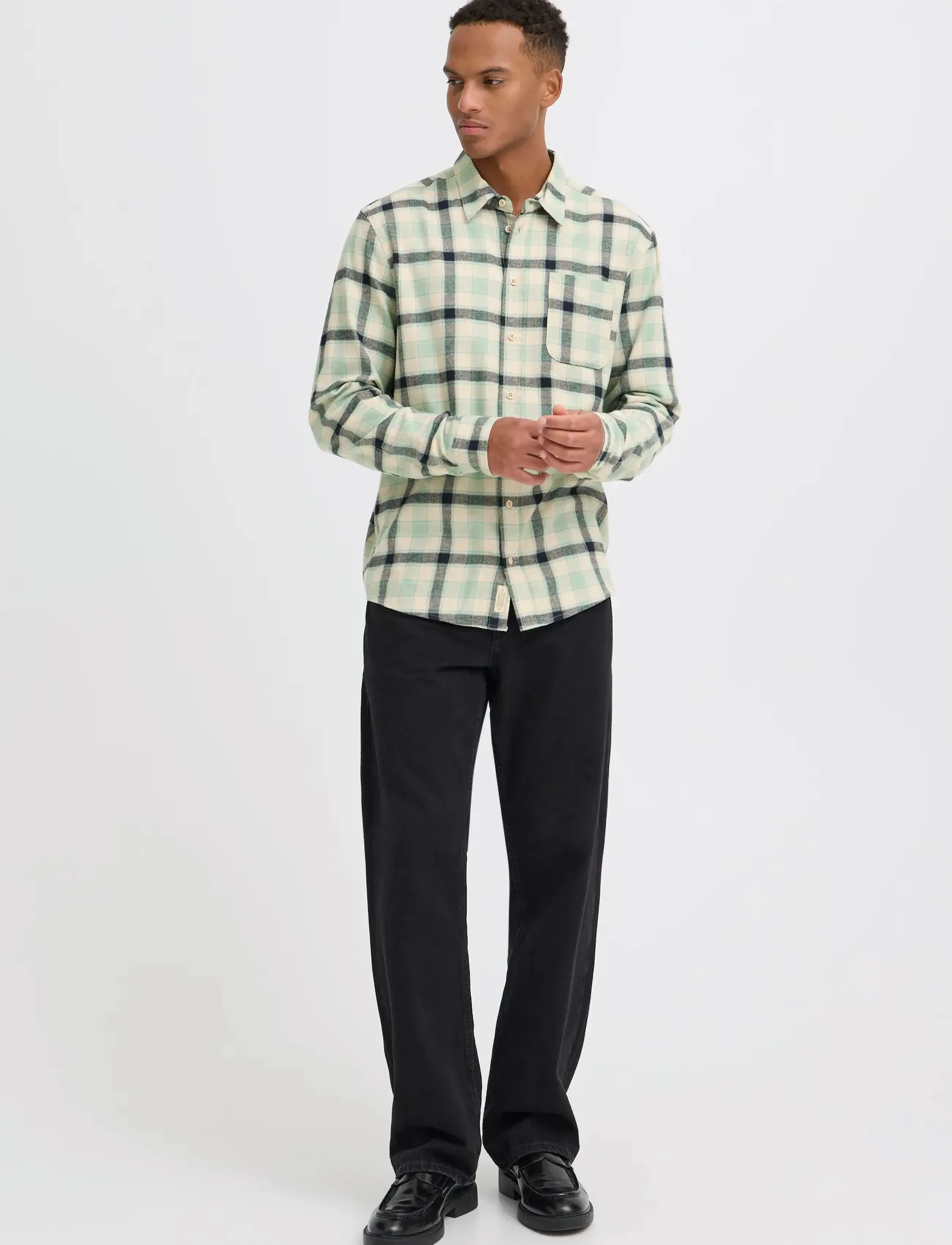 Blend BHDEVON SHIRT CHECK - Kleidung - GRANITE GREEN / green