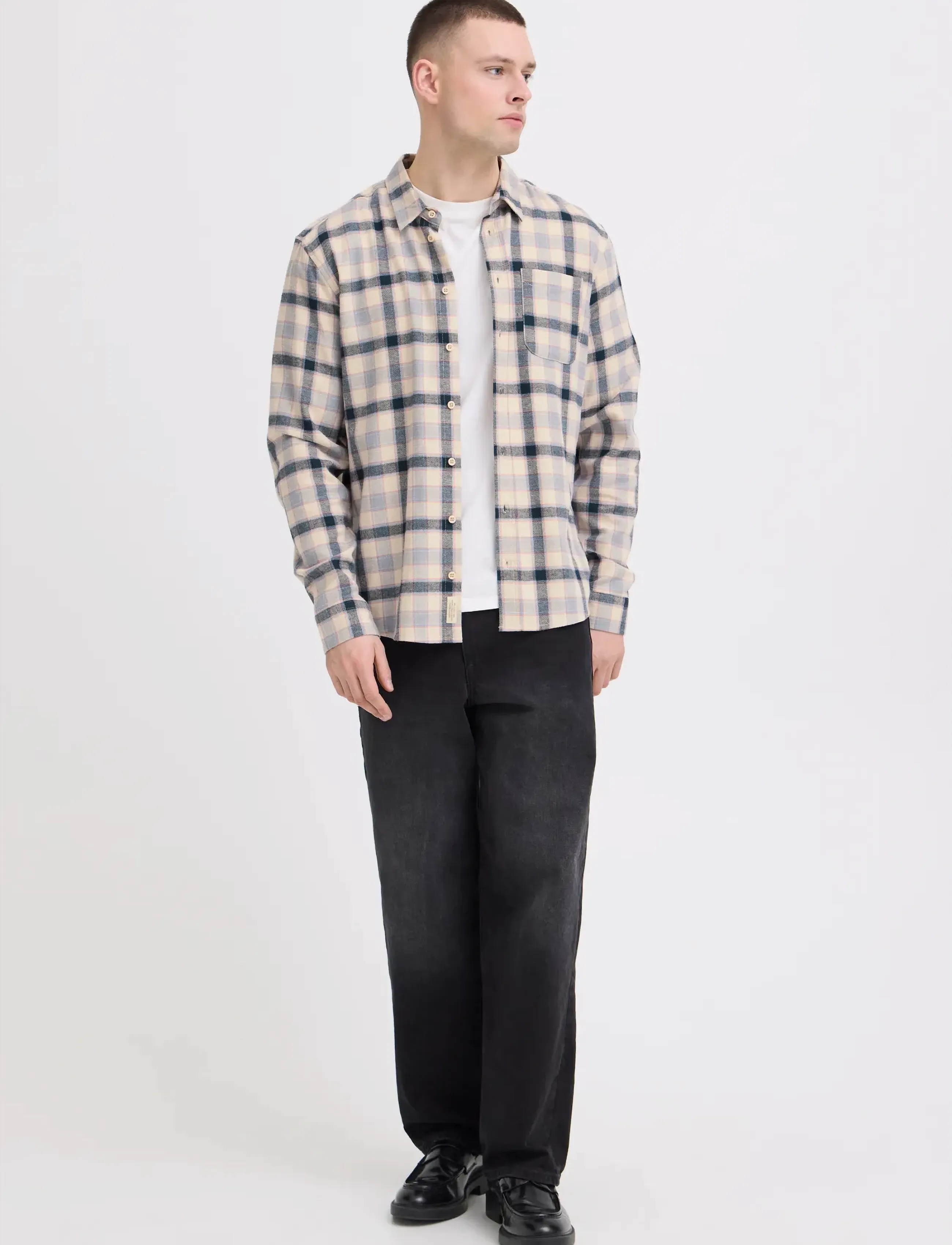 Blend Bhdevon Shirt Check, M, Shirts, Creme - Casual Männerswear
