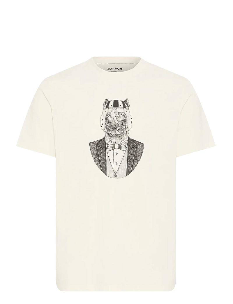 Blend - BHKAY ANIMAL S/S TEE - kurzärmelig - vanilla ice - 1