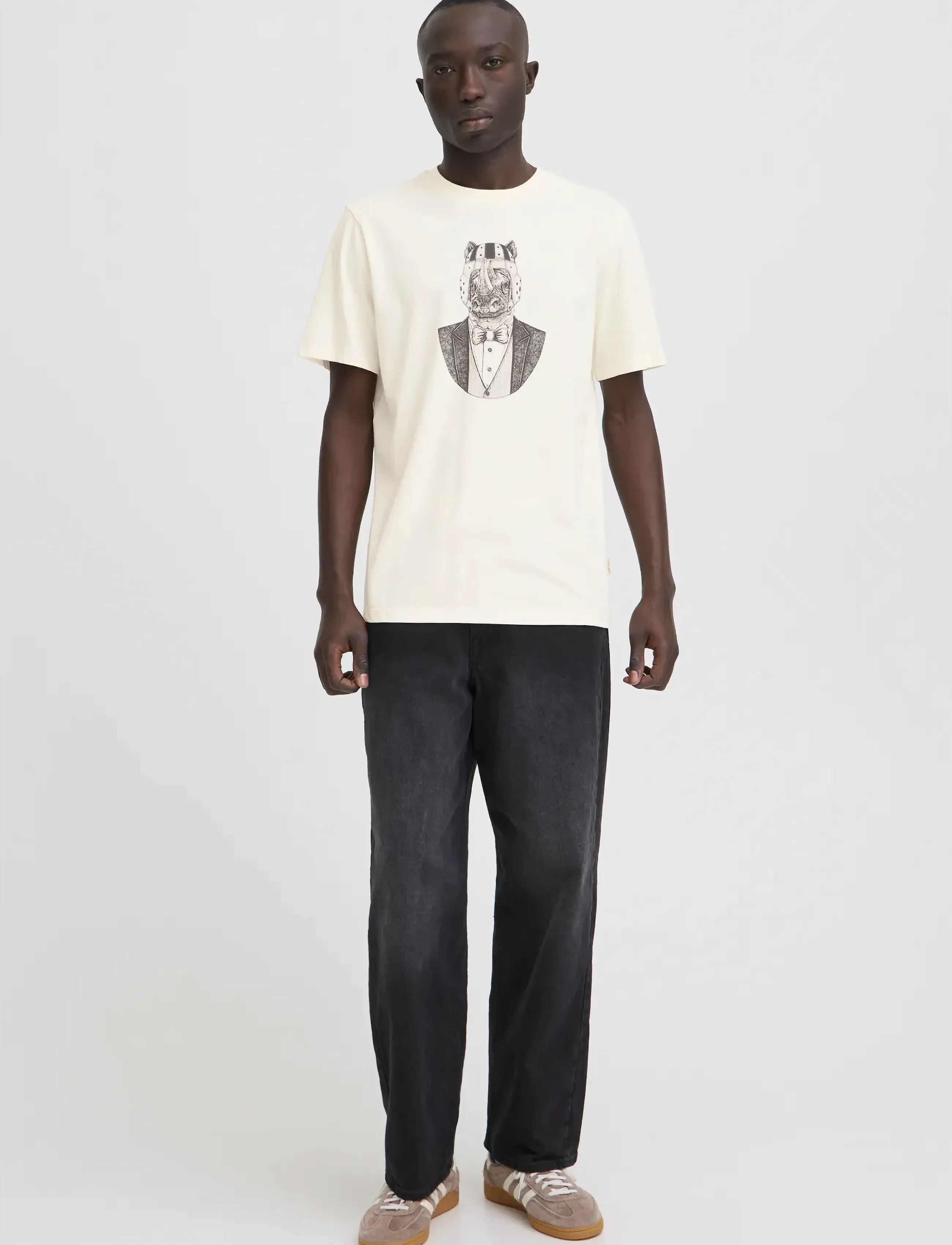 Blend BHKAY ANIMAL S/S TEE - Tøj - VANILLA ICE / cream