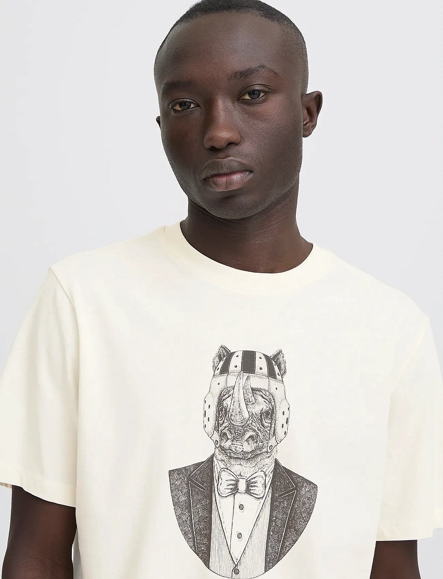 Blend - BHKAY ANIMAL S/S TEE - kurzärmelig - vanilla ice - 4