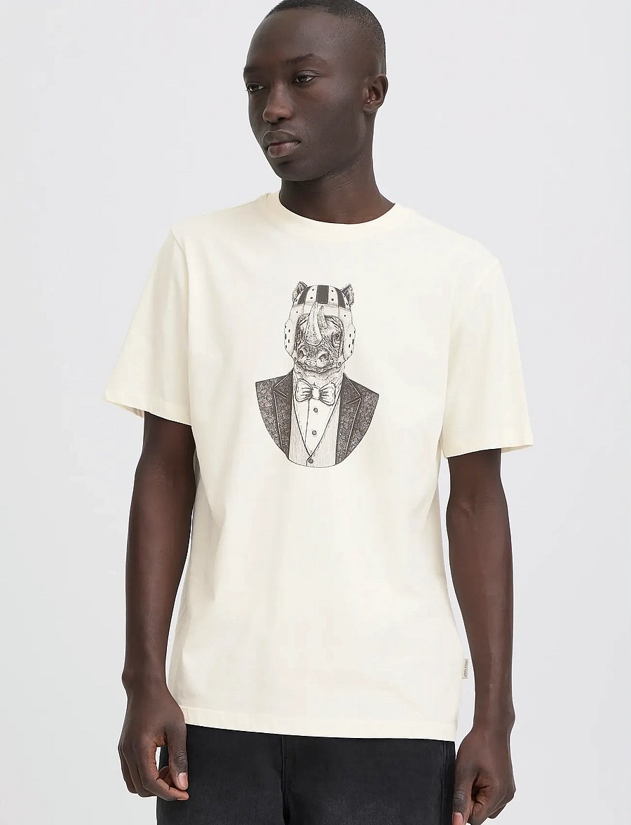 Blend - BHKAY ANIMAL S/S TEE - kurzärmelig - vanilla ice - 5