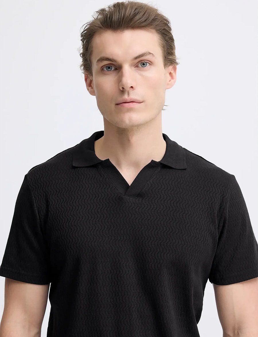 Blend - BHESKILD POLO S/S - knitted polos - black beauty - 4