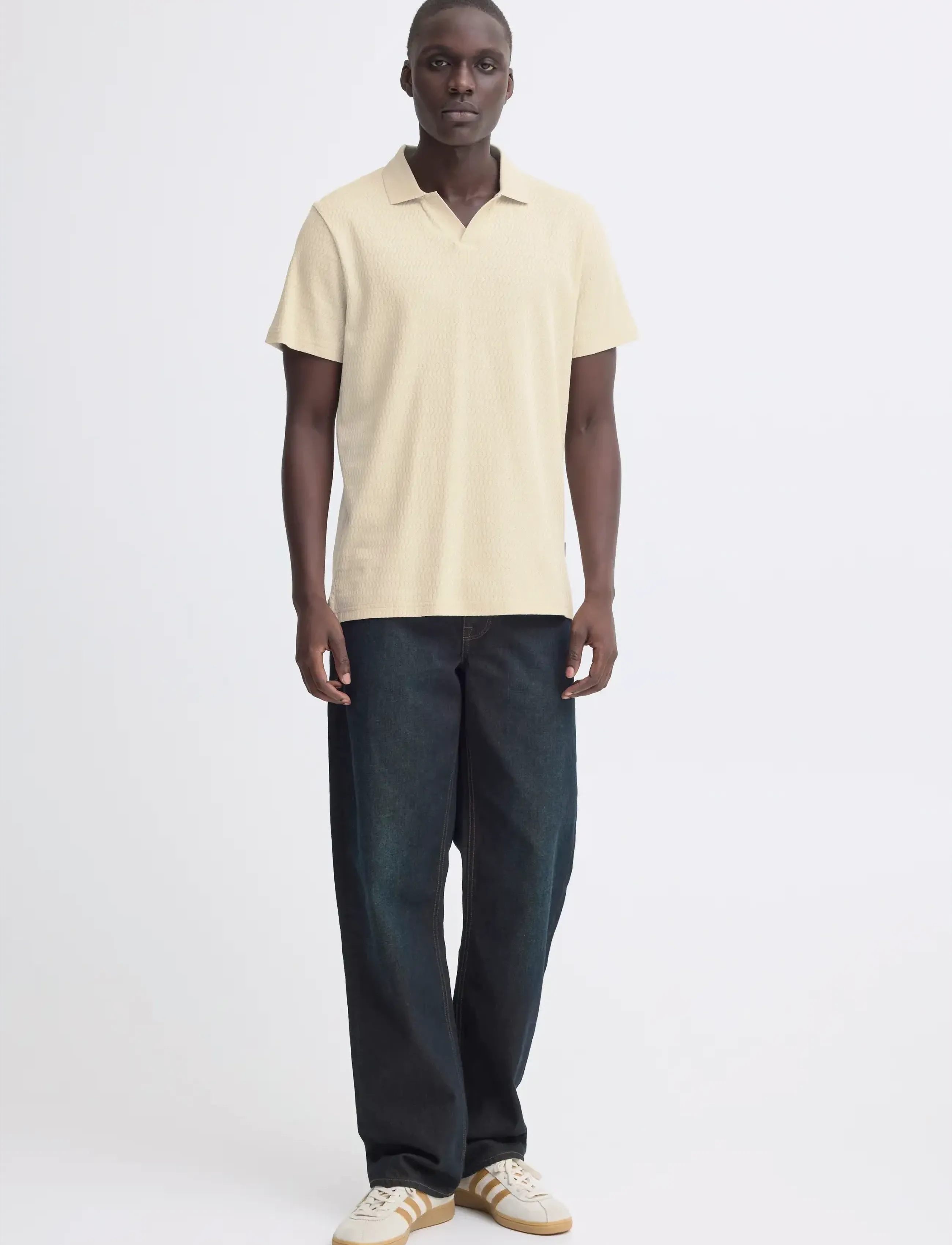 Blend BHESKILD POLO S/S - Kurzärmelige gestrickte Polohemden - OYSTER GRAY / cream