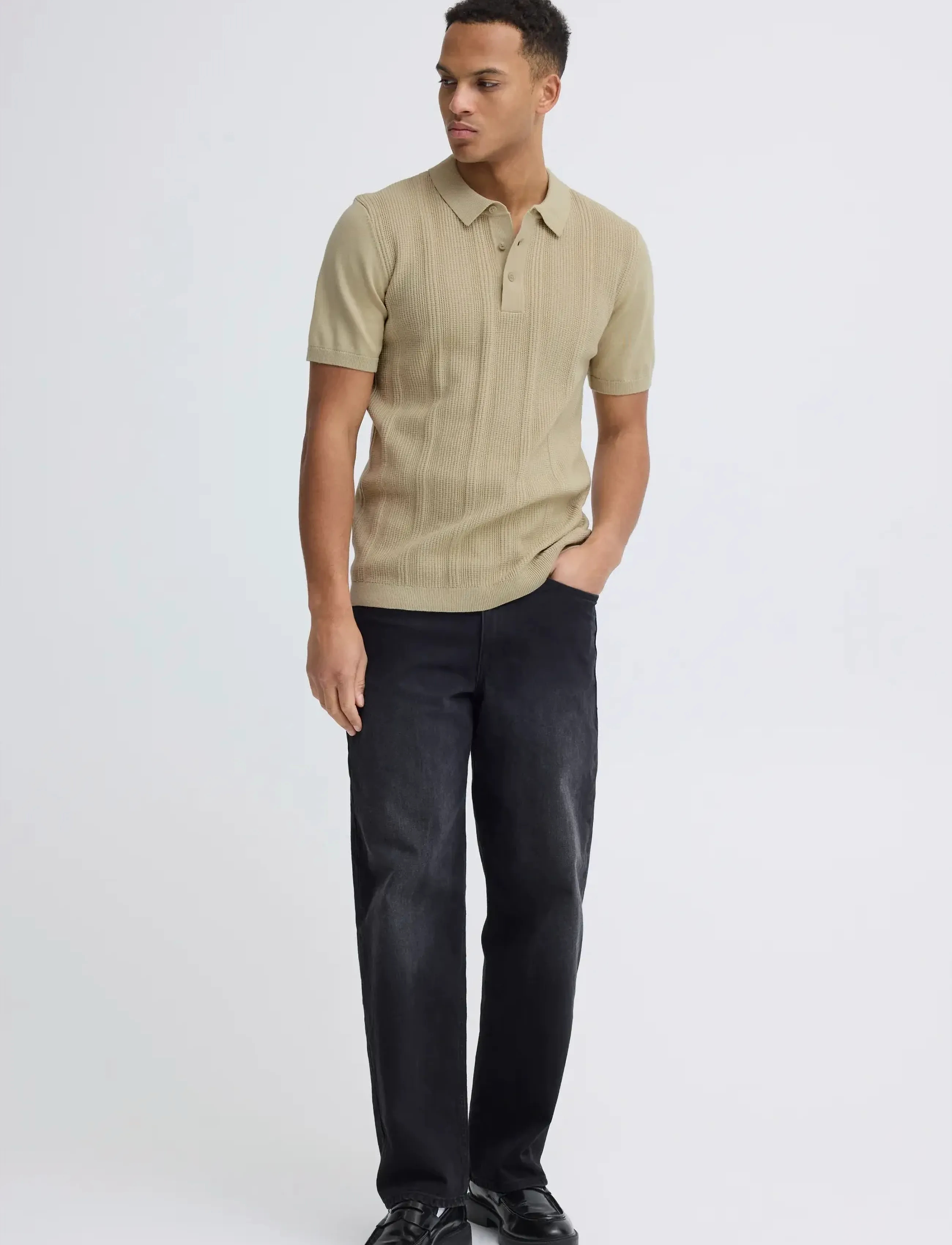 Blend Bhbaron Polo Noos, 3XL, Beige, Strik > Kortærmede Strikkede Poloer, Herre