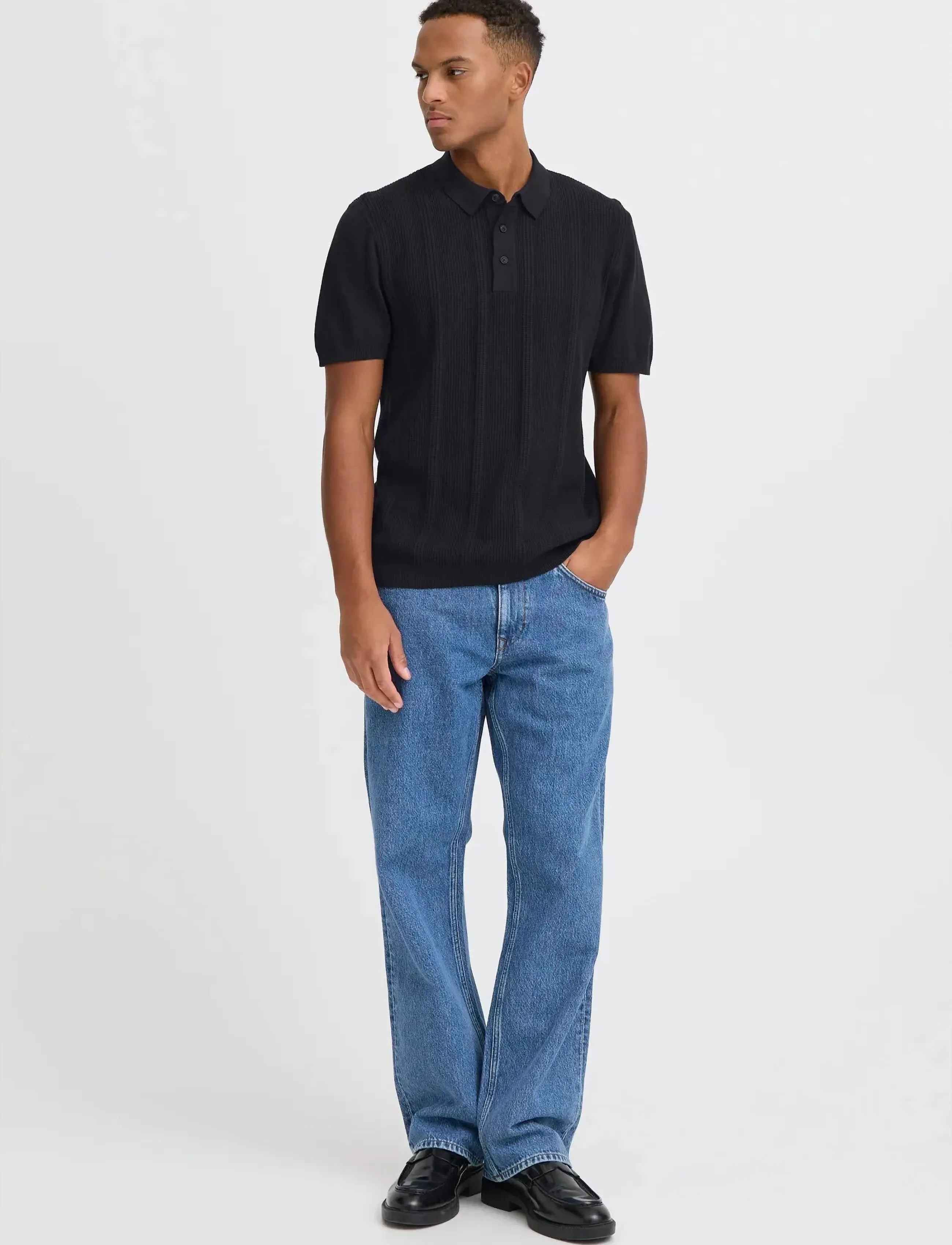 Blend Bhbaron Polo Noos, L, Black, Strik > Kortærmede Strikkede Poloer, Herre