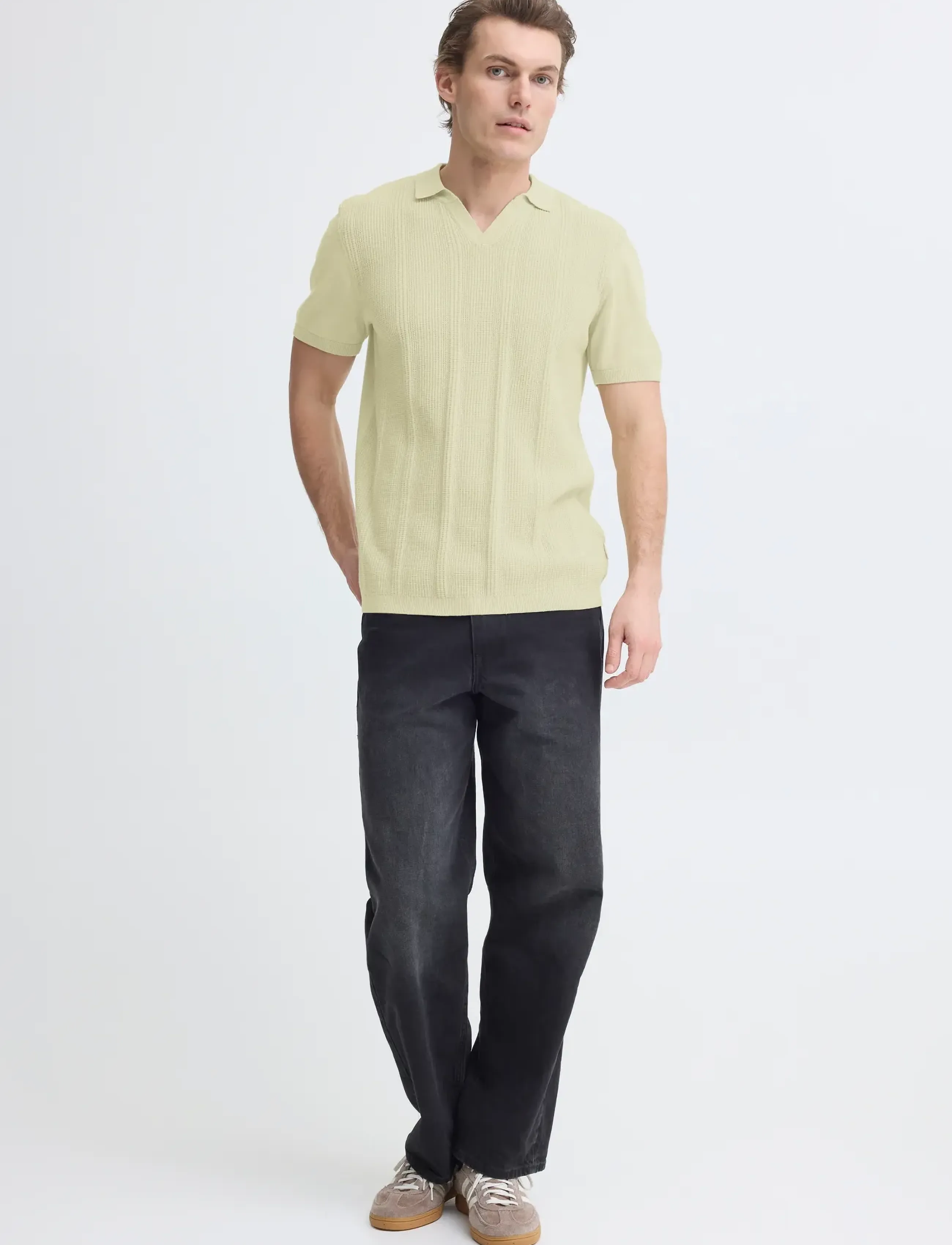 Blend Bhbaron Split Polo Noos, Mænd, Strikket Poloshirt, Grøn, Str: M