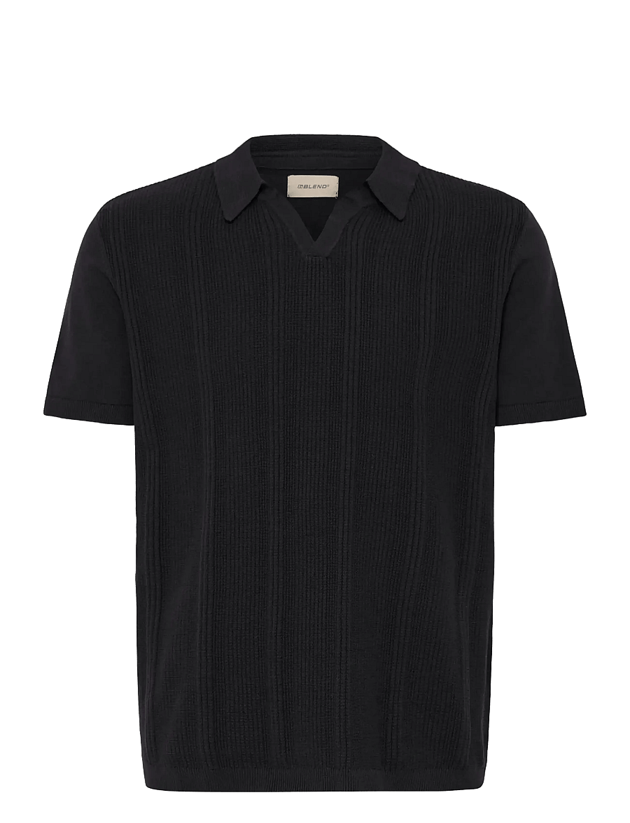 Blend - BHBARON SPLIT POLO NOOS - stickade pikéer - black beauty - 1