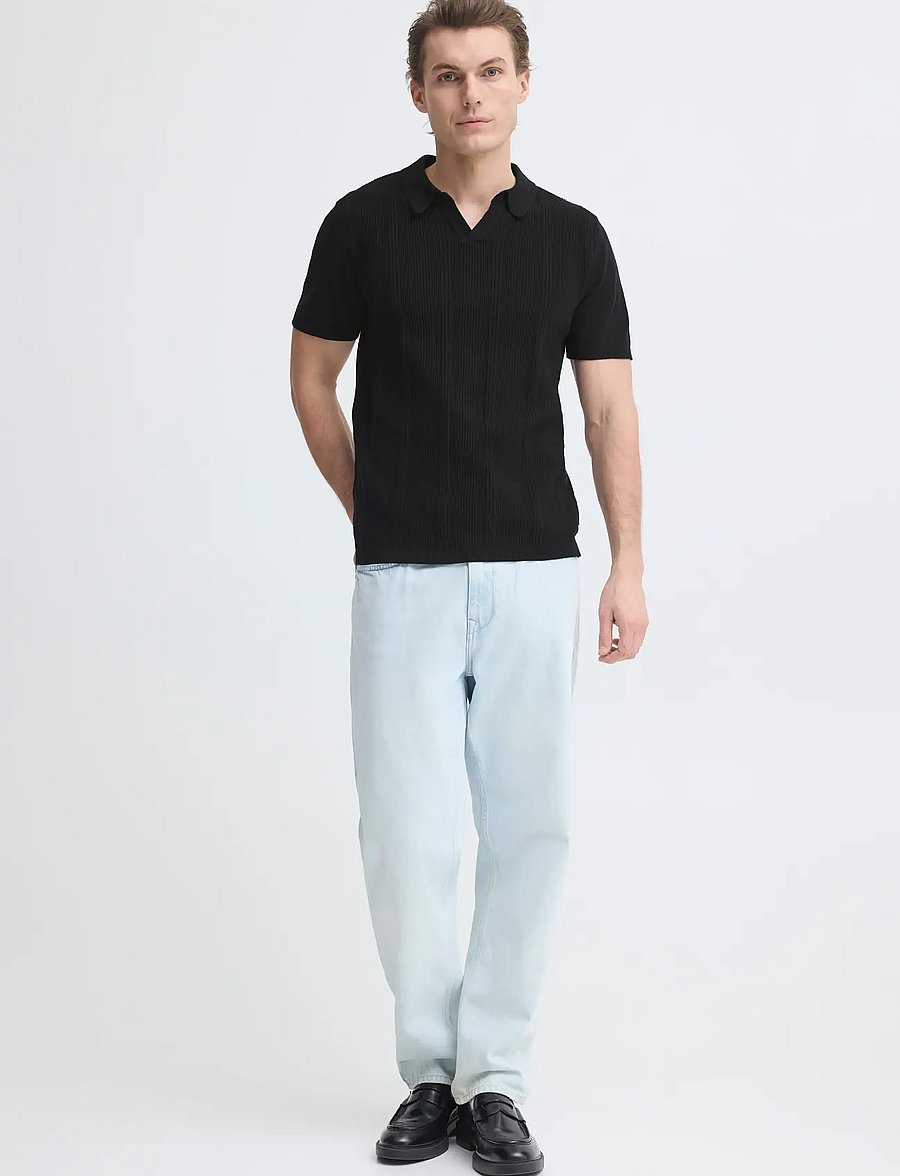 Blend - BHBARON SPLIT POLO NOOS - stickade pikéer - black beauty - 0