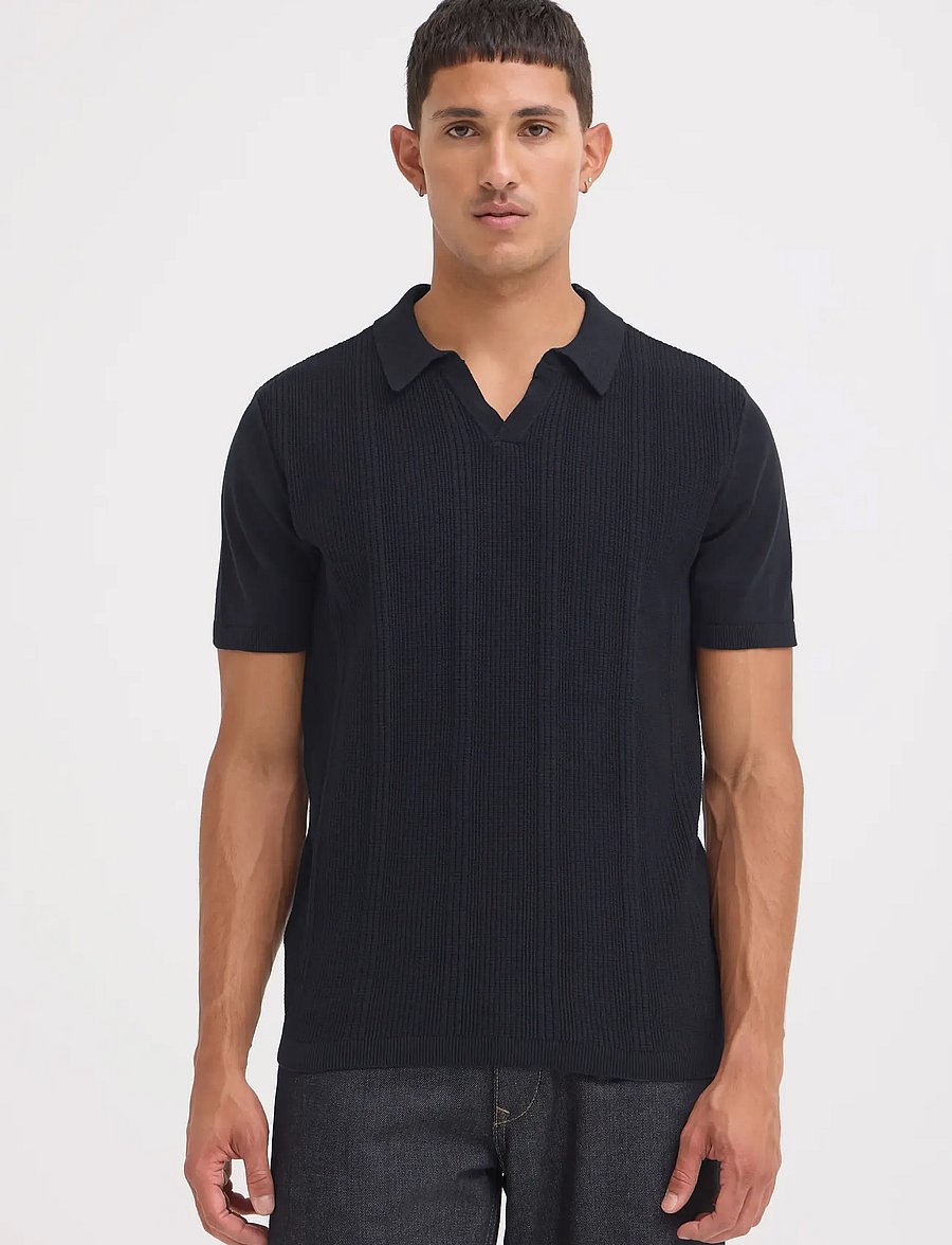 Blend - BHBARON SPLIT POLO NOOS - langärmlige strick-polohemden - salute - 5