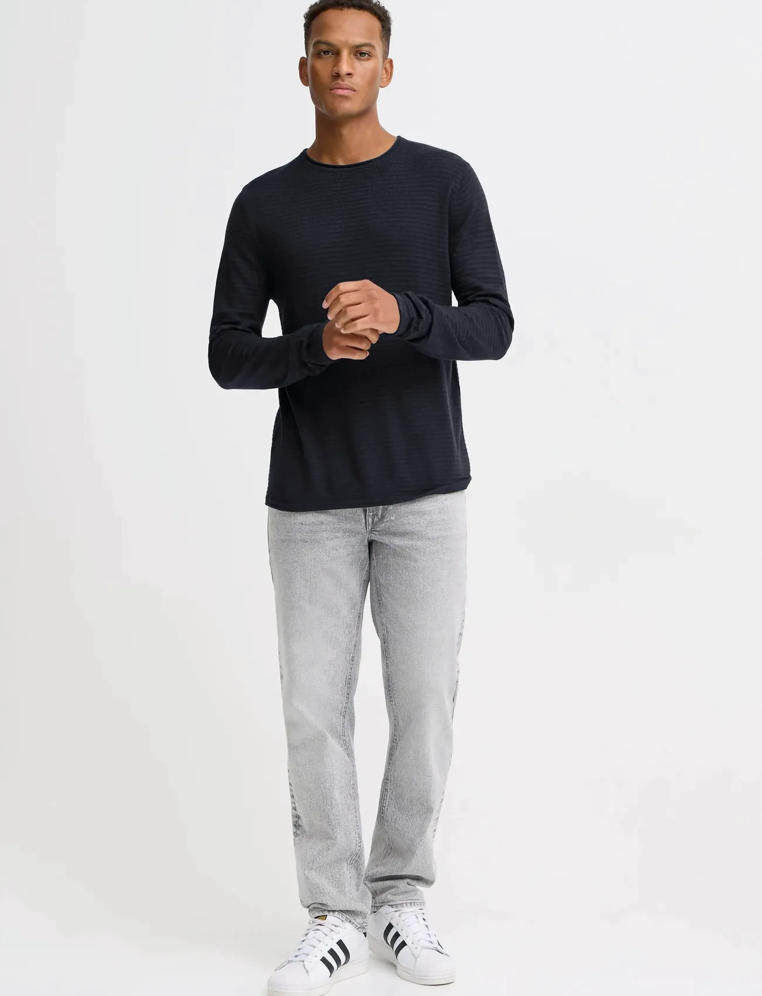 Blend Bhbror Pullover, Mænd, Stribet Strikket Pullover, Navy, Str: XL