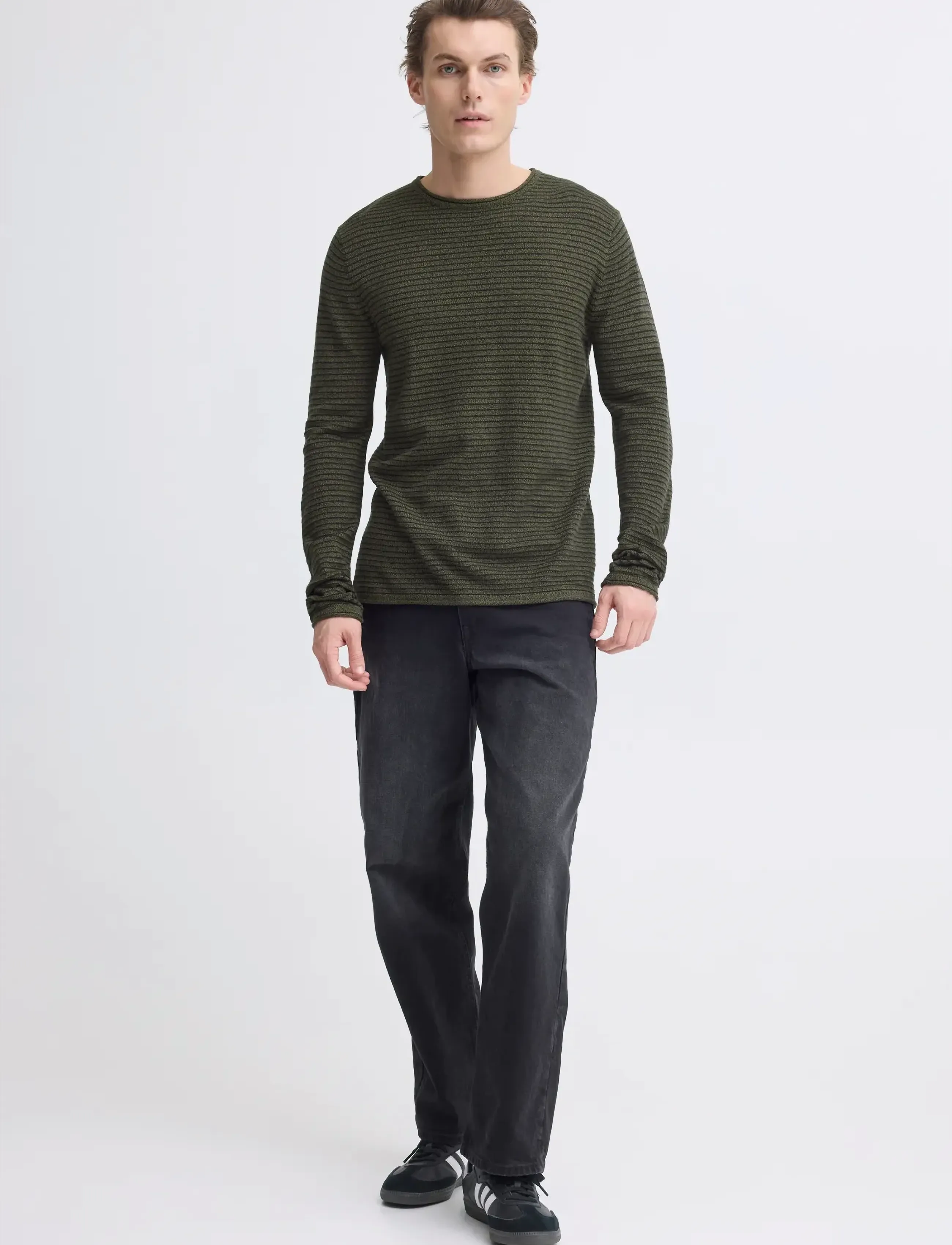 Blend Bhbror Pullover, Mænd, Stribet Strikket Pullover, Kakigrøn, Str: XXL