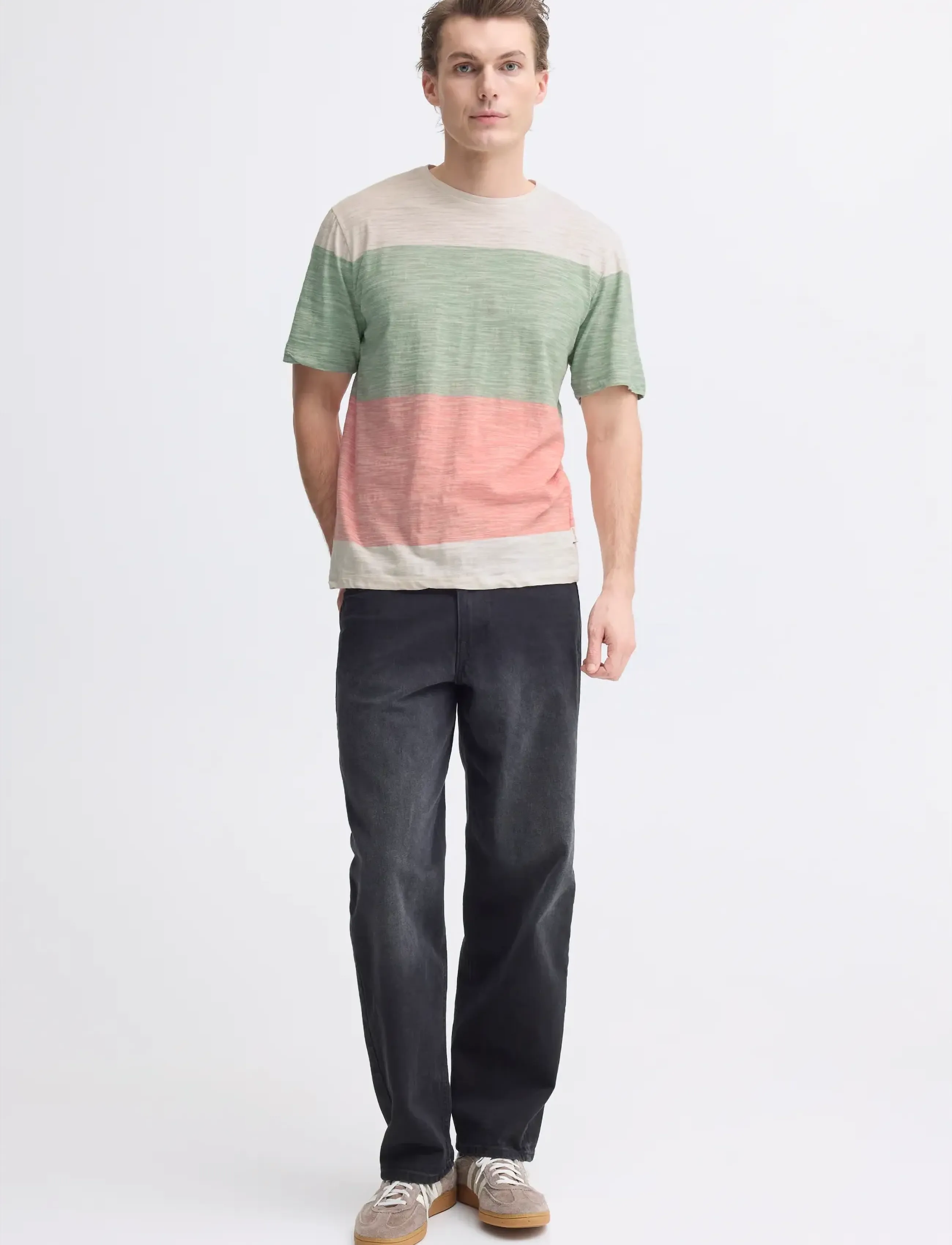 Blend BHKEITH BLOCK S/S TEE - Tøj - BURNT CORAL / coral
