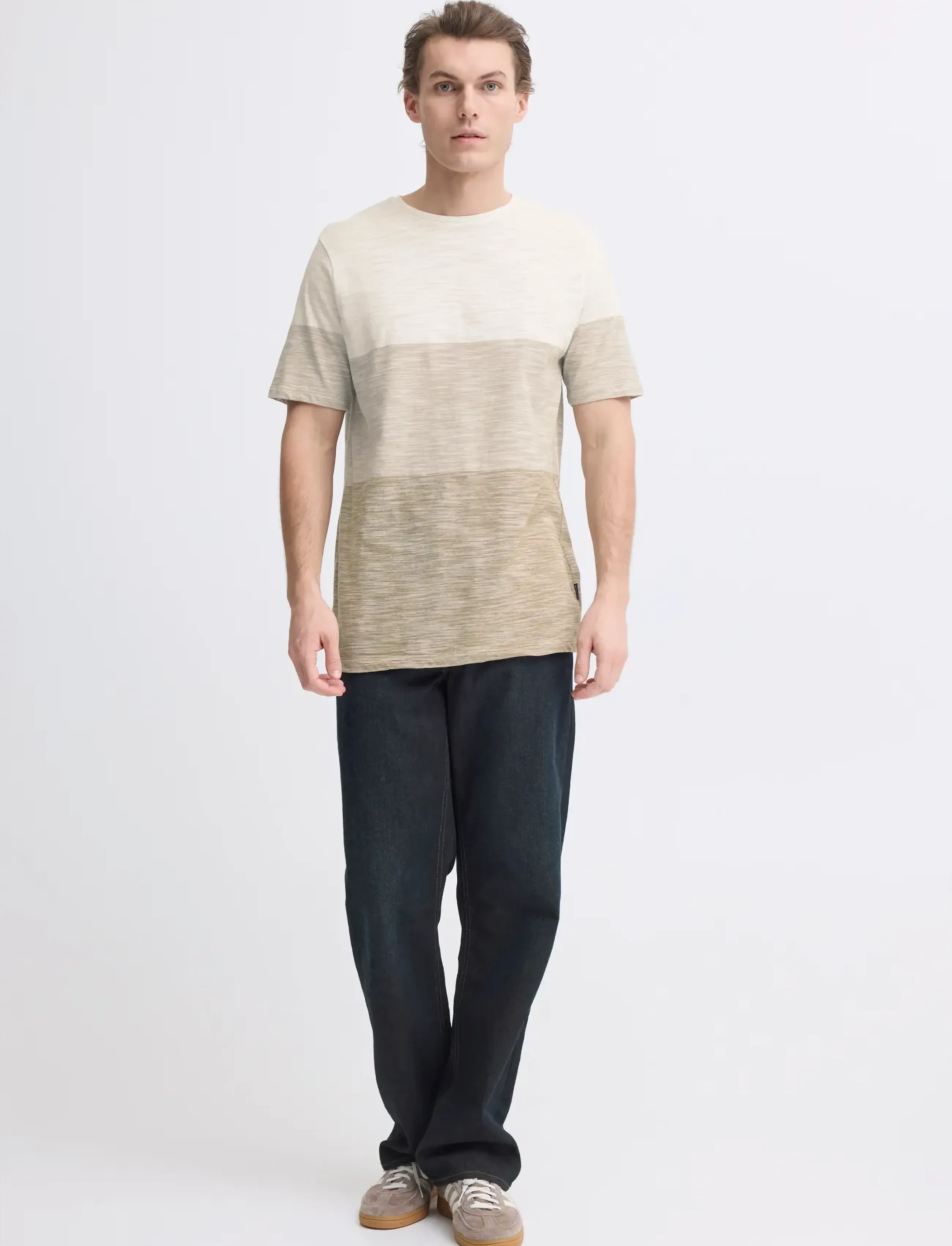 Blend BHKEITH BLOCK S/S TEE - Kortärmade t-shirts - BUTTERNUT / beige