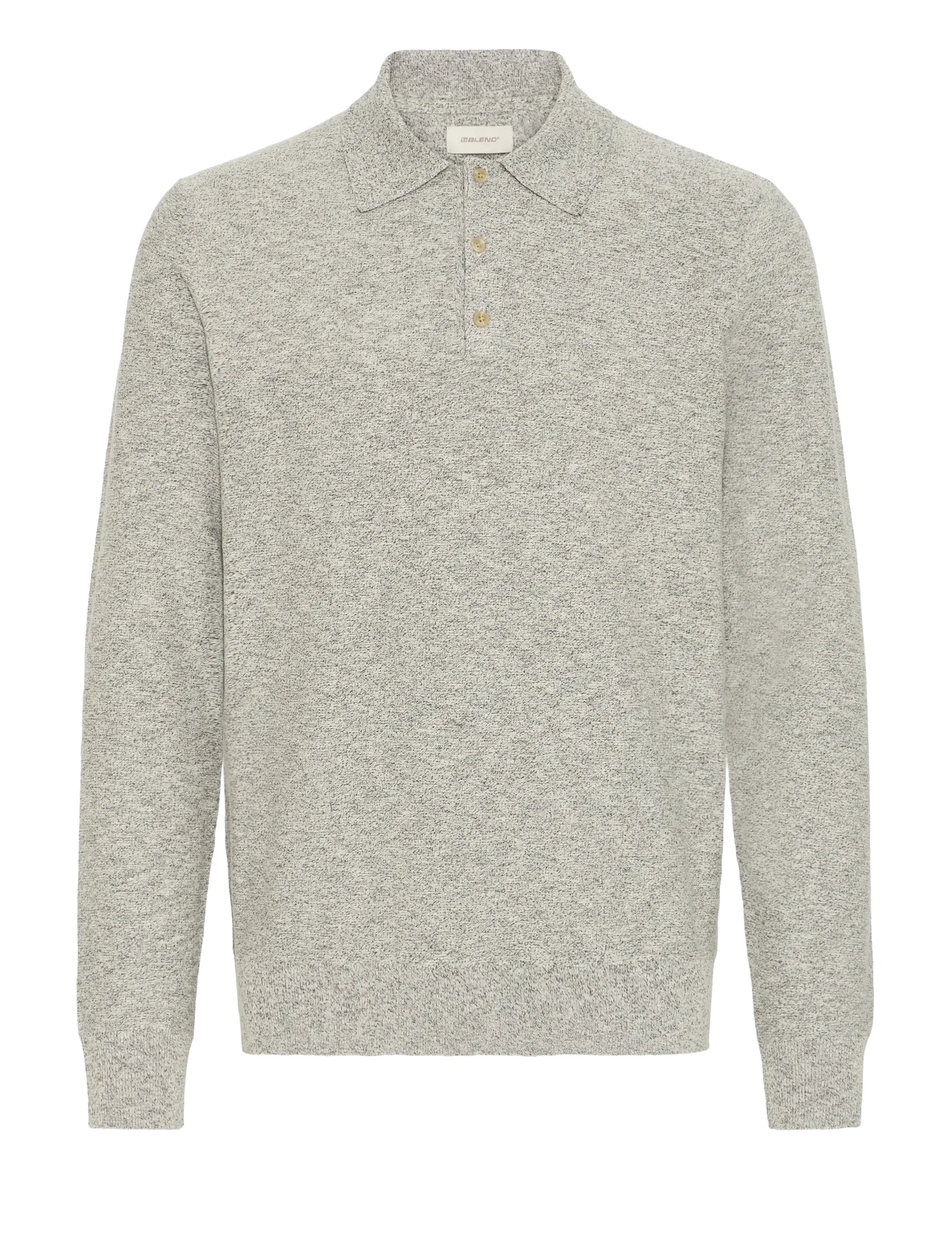 Blend Bhbyron Knit Polo, XXL, Polos, Grau - Long-sleeved, Männerswear