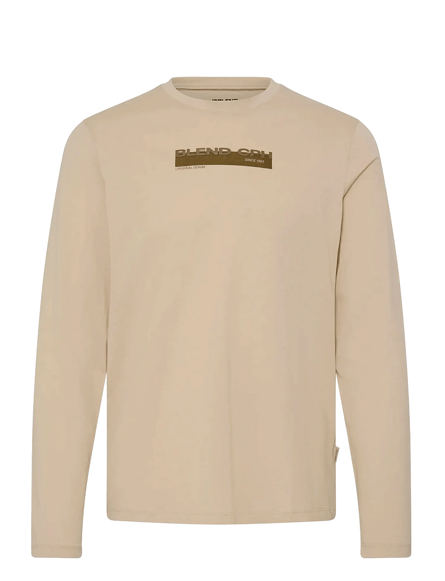 Blend - BHKEMUEL GRAPHIC L/S TEE - langärmelige t-shirts - oyster gray - 1