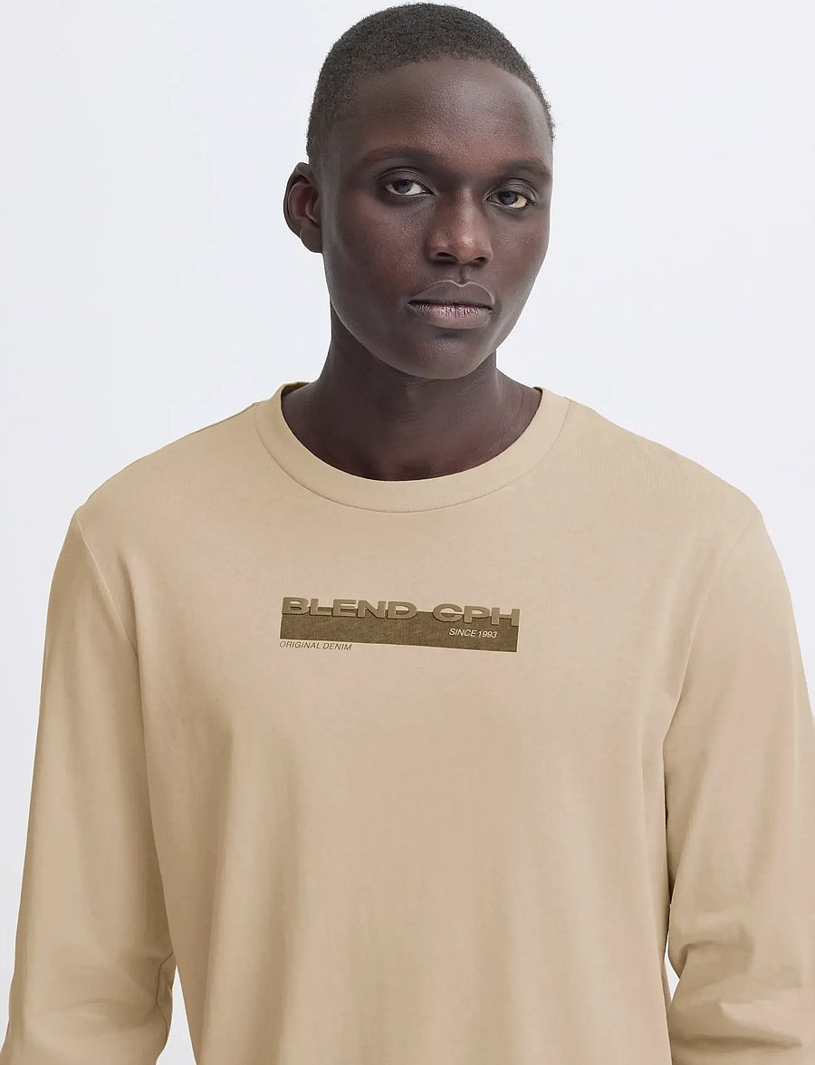 Blend - BHKEMUEL GRAPHIC L/S TEE - langärmelige t-shirts - oyster gray - 4
