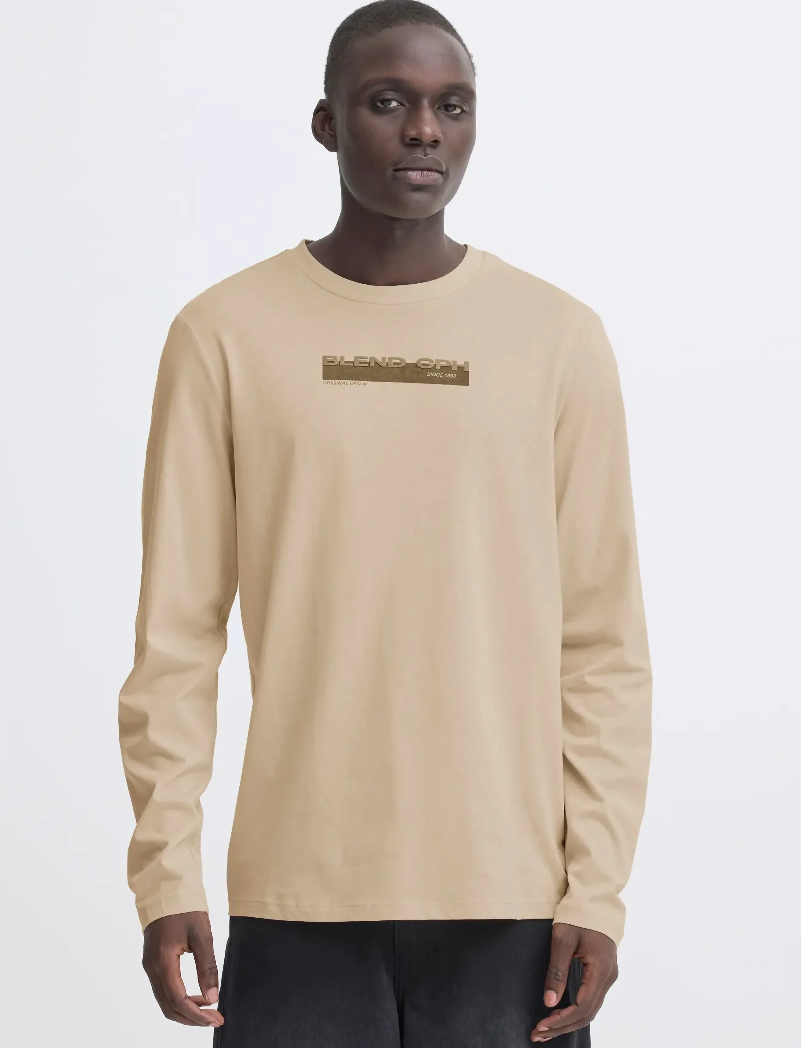 Blend - BHKEMUEL GRAPHIC L/S TEE - långärmade t-shirts - oyster gray - 5