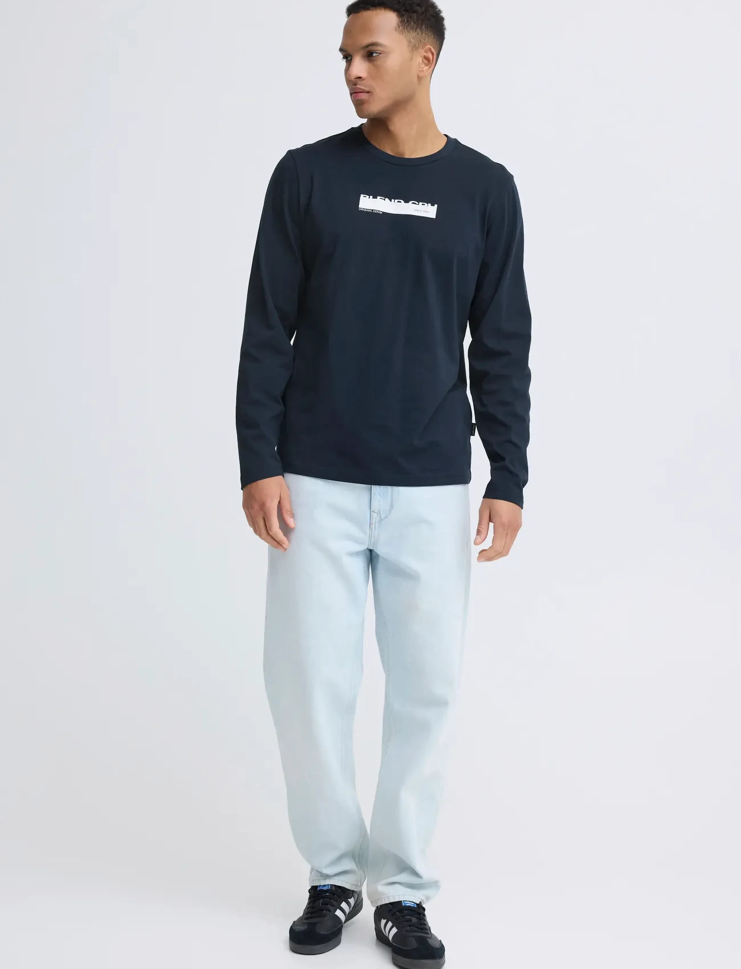 Blend BHKEMUEL GRAPHIC L/S TEE - Tøj - SALUTE / navy