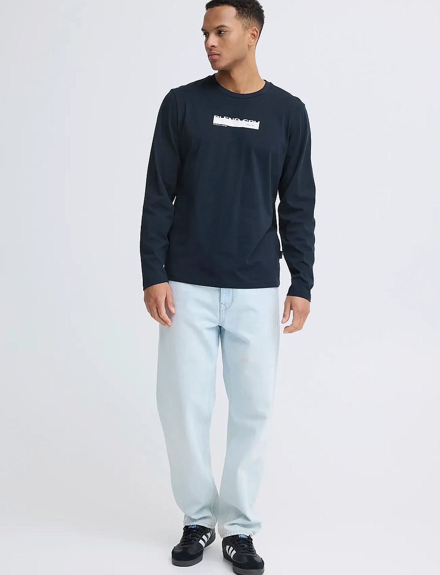 Blend - BHKEMUEL GRAPHIC L/S TEE - långärmade t-shirts - salute - 0