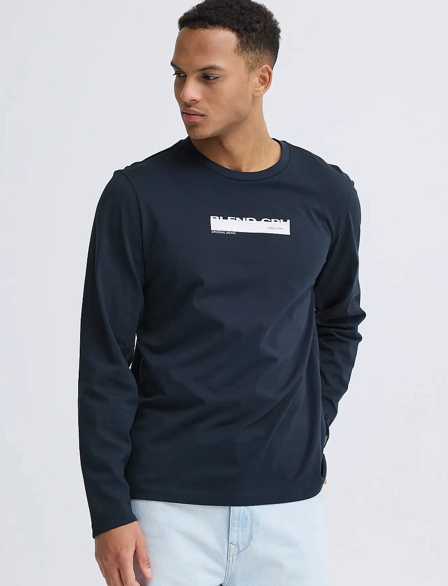 Blend - BHKEMUEL GRAPHIC L/S TEE - långärmade t-shirts - salute - 5
