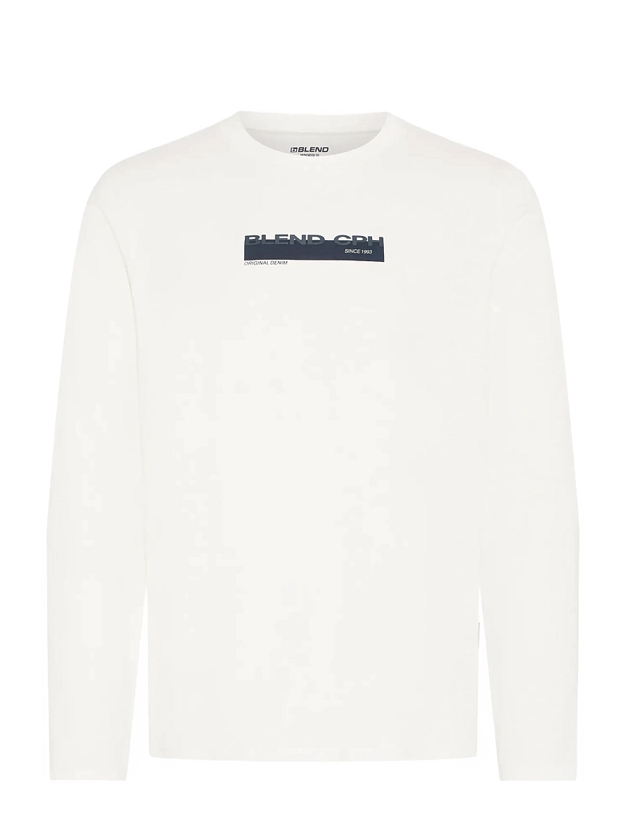 Blend - BHKEMUEL GRAPHIC L/S TEE - langärmelige t-shirts - snow white - 1