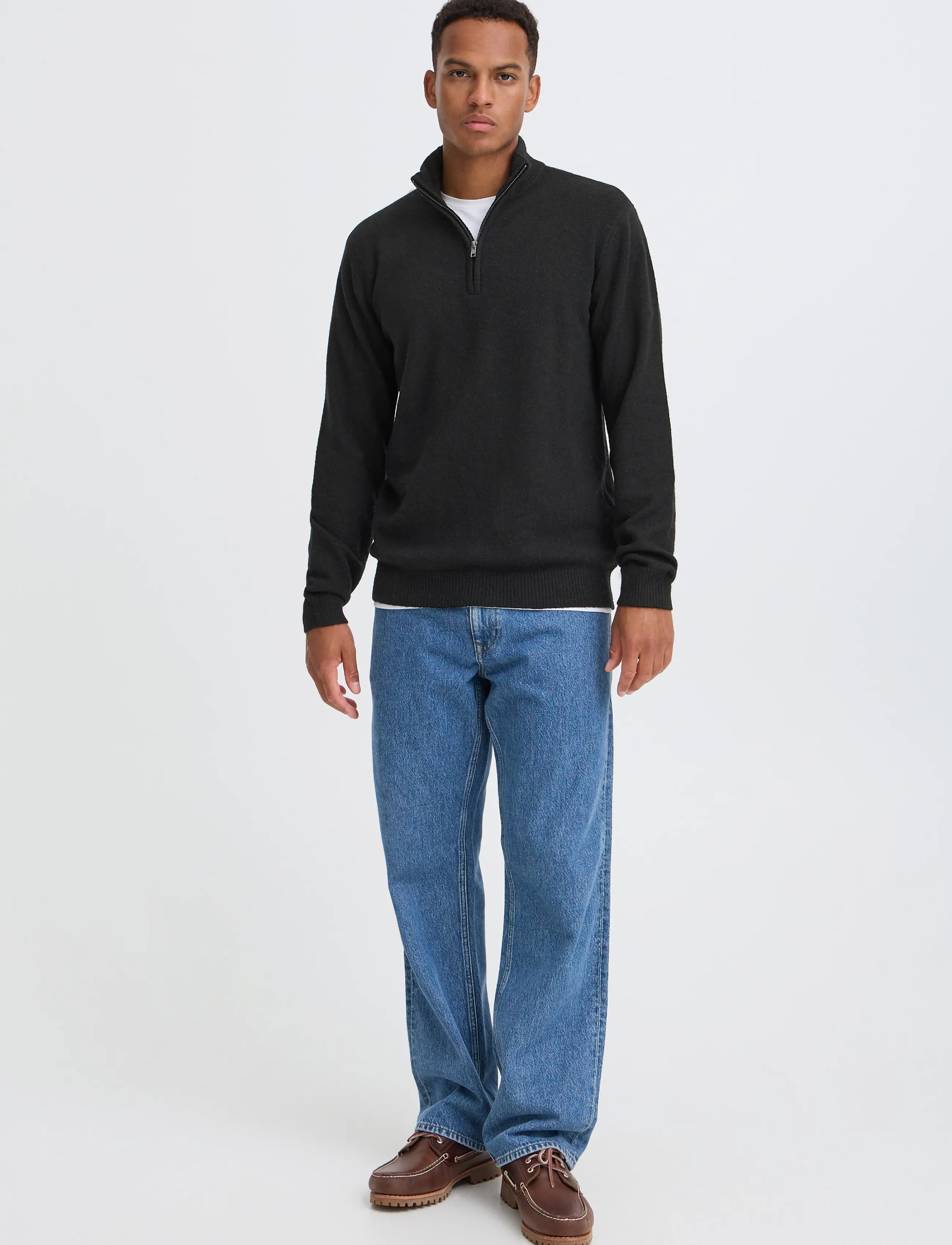Blend Bhbranko Halfzipp Knit Noos, 3XL, Knitwear, Schwarz - Half Zip Jumpers, Männerswear