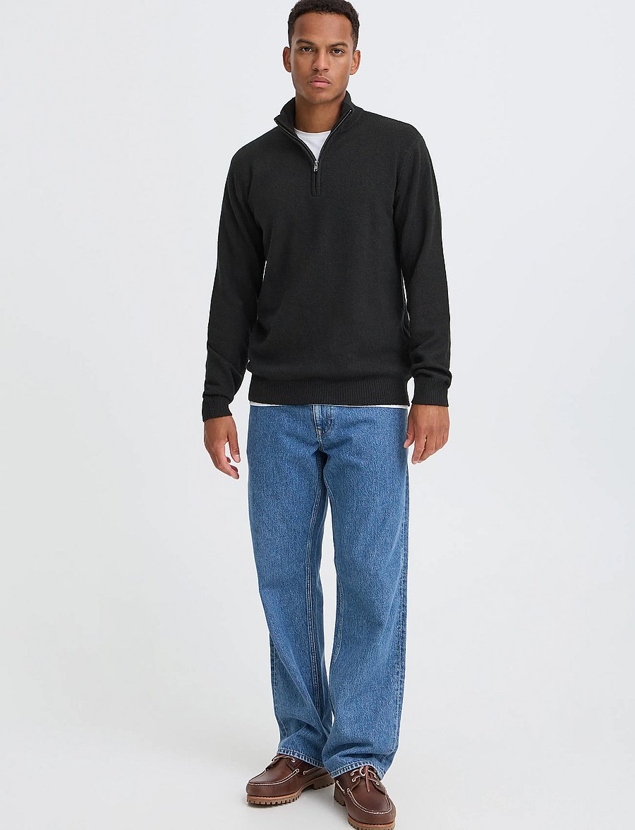 Blend - BHBRANKO HALFZIPP KNIT NOOS - half zip-tröjor - black beauty - 0