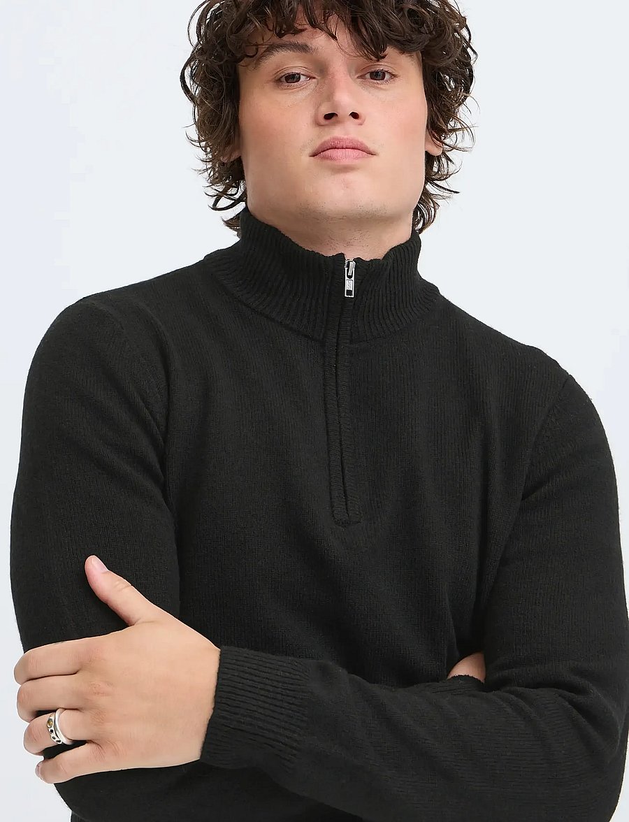 Blend - BHBRANKO HALFZIPP KNIT NOOS - half zip-tröjor - black beauty - 4